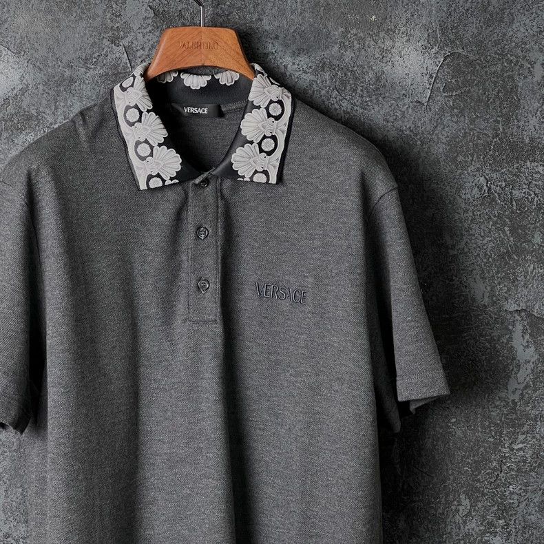 Versace Versace Gray cotton short-sleeved polo shirt Size US XL / EU 56 / 4 - 3 Thumbnail