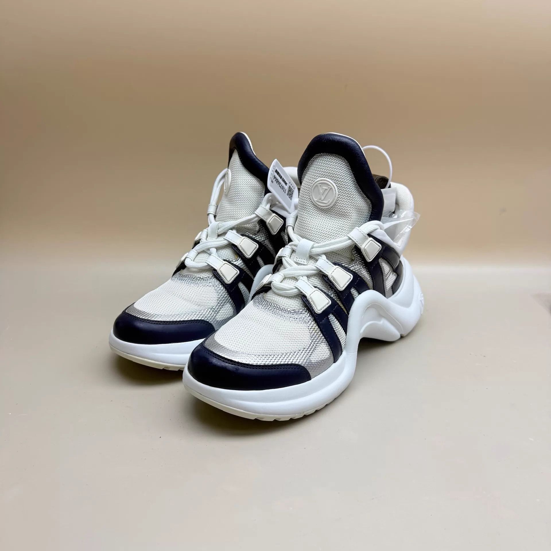 Louis Vuitton LV White/Blue/Pink Monogram Dad Sneaker 36.5 95 New Size US 6 / IT 36 - 1 Thumbnail