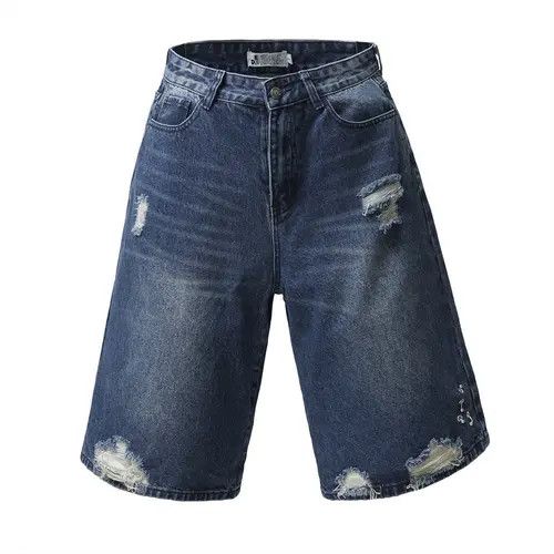 VIBE Washed straight men's metal loose ripped denim shorts y2k Size US 32 / EU 48 - 7 Thumbnail