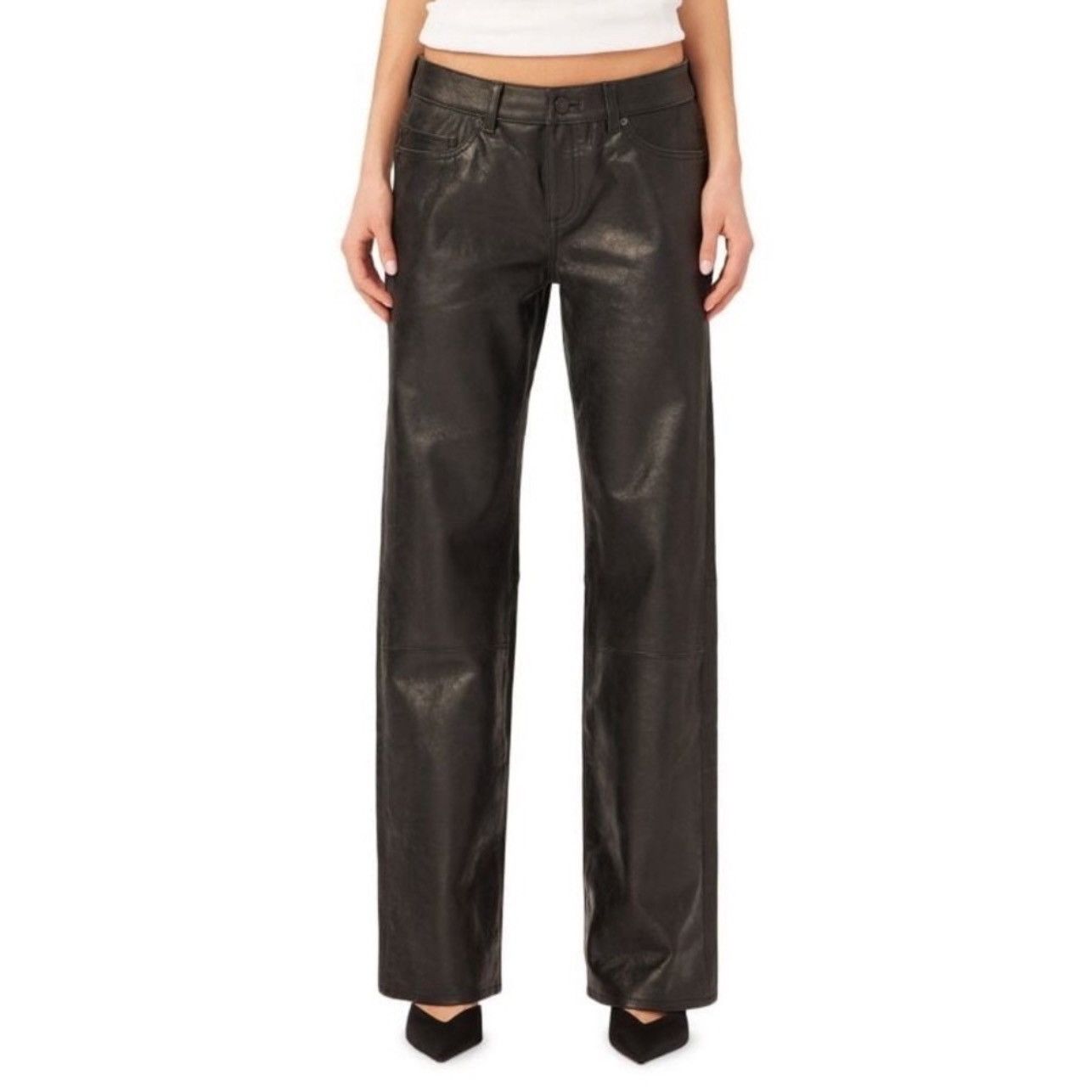 DL1961 DL1961 Premium Denim Drue Straight Leg Leather Pants Size 24" / US 00 / IT 34 - 1 Thumbnail