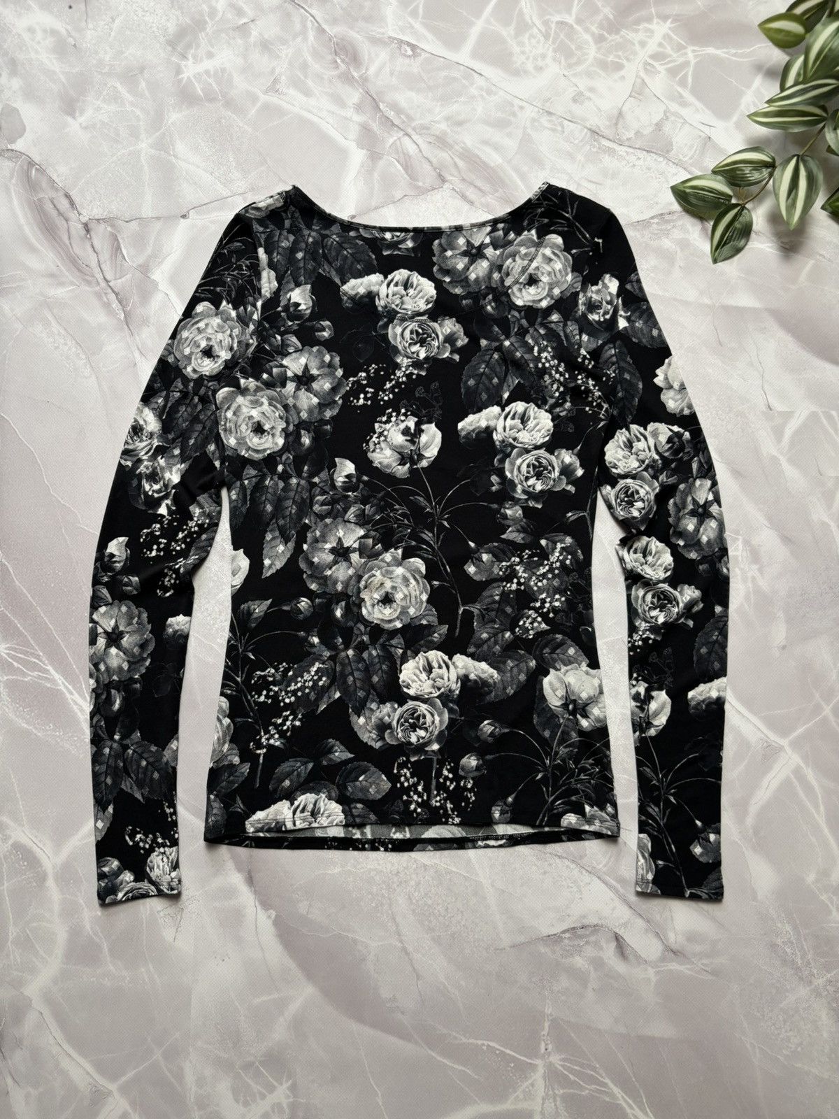 Other Marc Cain Floral Viscose Stretch Long Sleeve Top Black XS Size XS / US 0-2 / IT 36-38 - 5 Thumbnail