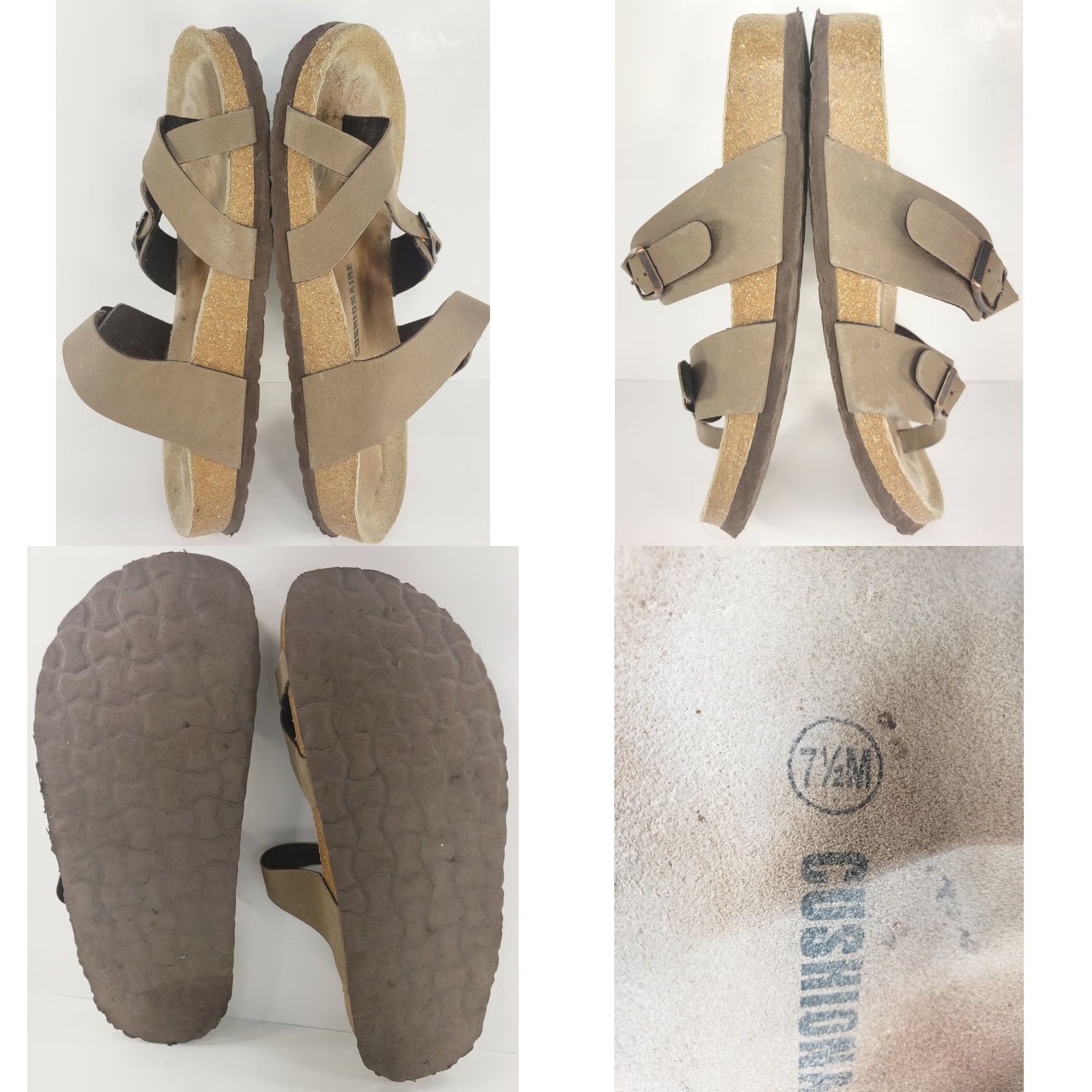 Vintage Cushionaire Luna Taupe Cork Footbed Sandal Women's 7.5M Buckles Casual Summer Size US 8 / IT 38 - 8 Thumbnail
