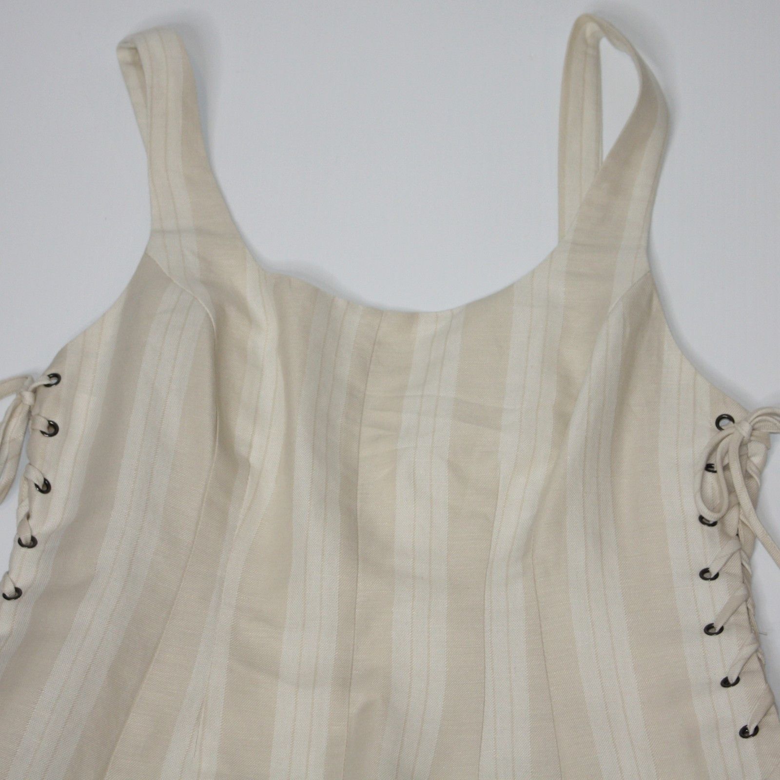 ASTR The Label Elena Beige Striped Lace-up Midi Dress size L $148 NWOT Size L / US 10 / IT 46 - 12 Thumbnail