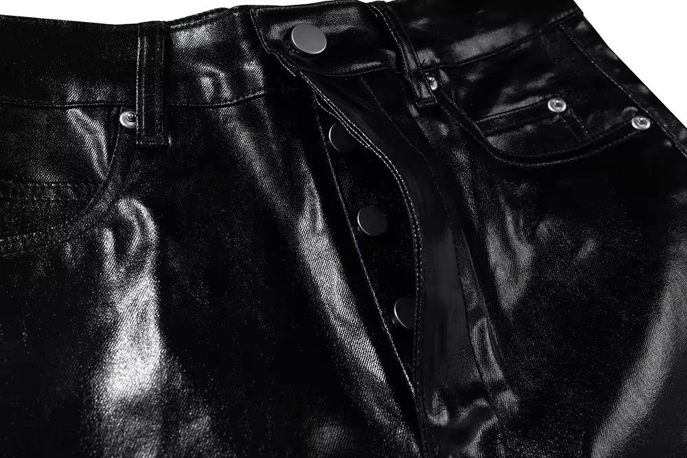 Japanese Brand × Jean Glossy Pu Leather Oversized Flared Jeans Size US 30 / EU 46 - 8 Thumbnail