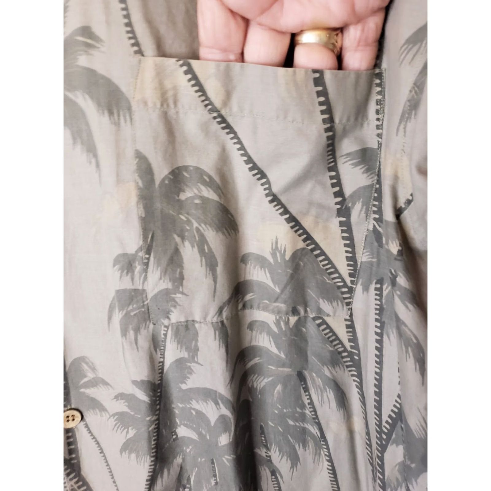 Vintage J Peterman Co. Shirt Men's M Beige Fade Palms Print Hawaiian Beach Camp Cotton Size US M / EU 48-50 / 2 - 5 Thumbnail