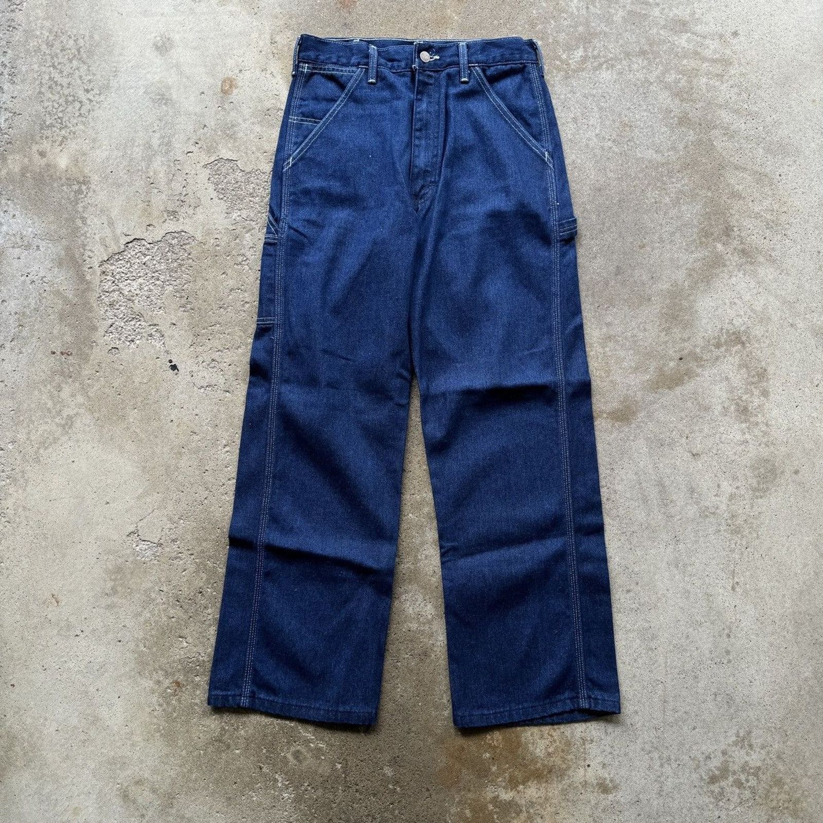 Vintage 80s Roebucks Sears Denim Carpenter Dungaree Work Pants Size US 28 / EU 44 - 1 Thumbnail