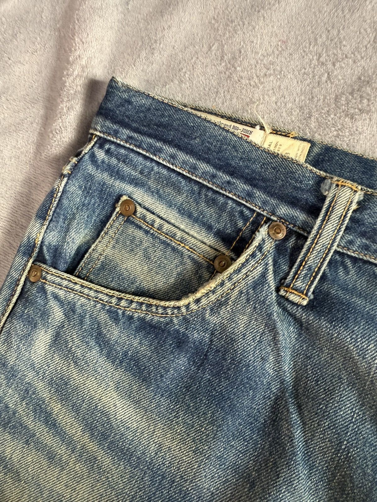 Big John × Vintage 70s Big John Talon Zipper Aging Distressed Mud Flared Jeans Size US 32 / EU 48 - 17 Thumbnail