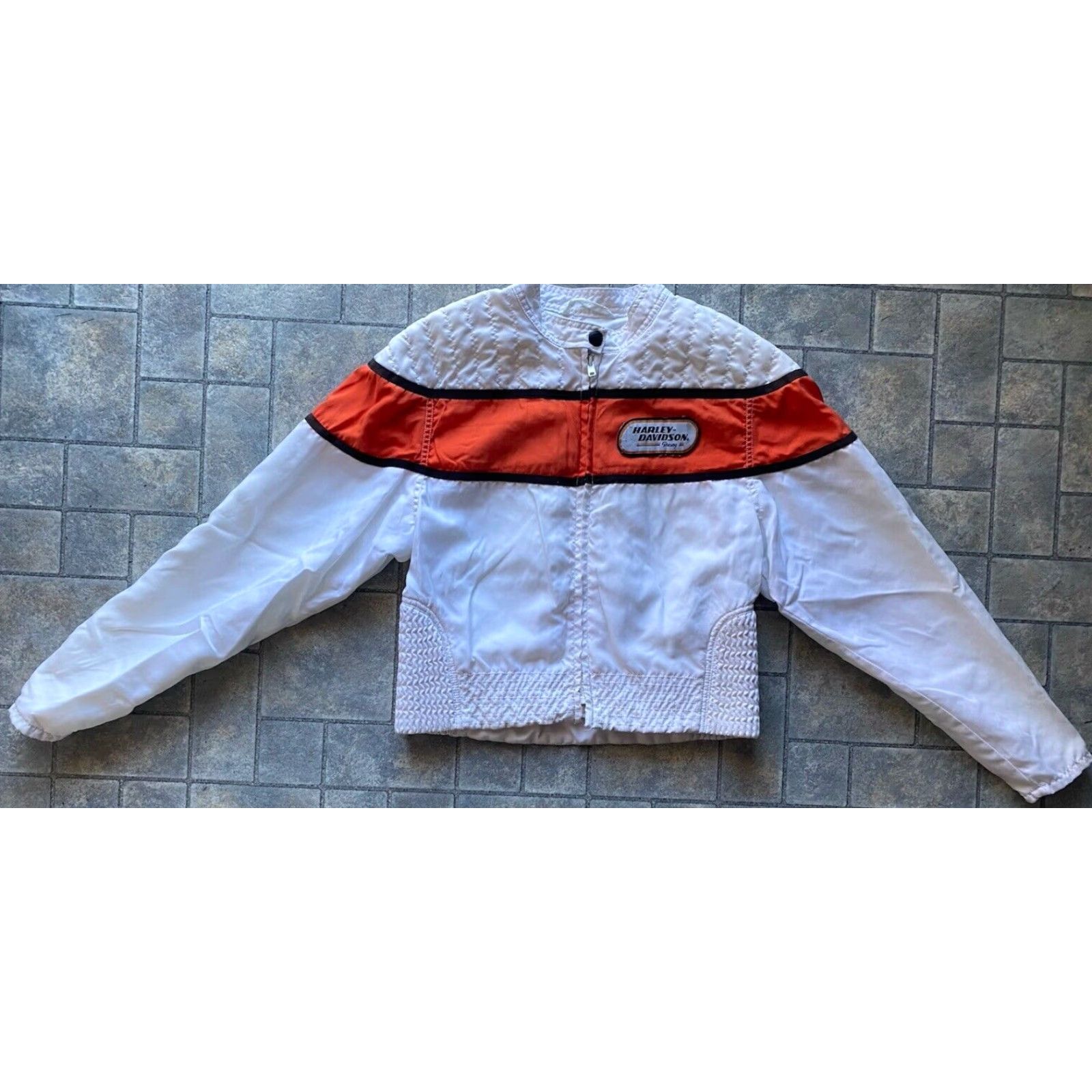 Harley Davidson Harley-Davidson Jacket Women’s M Full Zip Cropped White Orange Black Multicolor Racing Jacket M Women Size M / US 6-8 / IT 42-44 - 2 Thumbnail