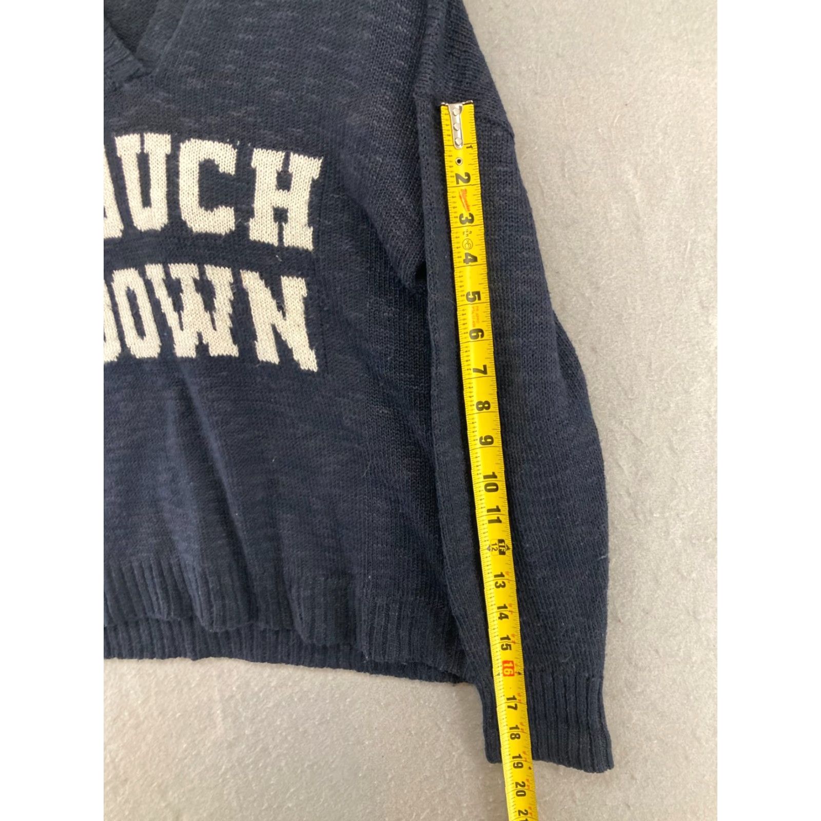 Vintage Marled Reunited Clothing Sweater Women Hooded V-Neck Long Sleeve Navy Blue XS S Small Casual Football Theme 90s? Size S / US 4 / IT 40 - 4 Thumbnail