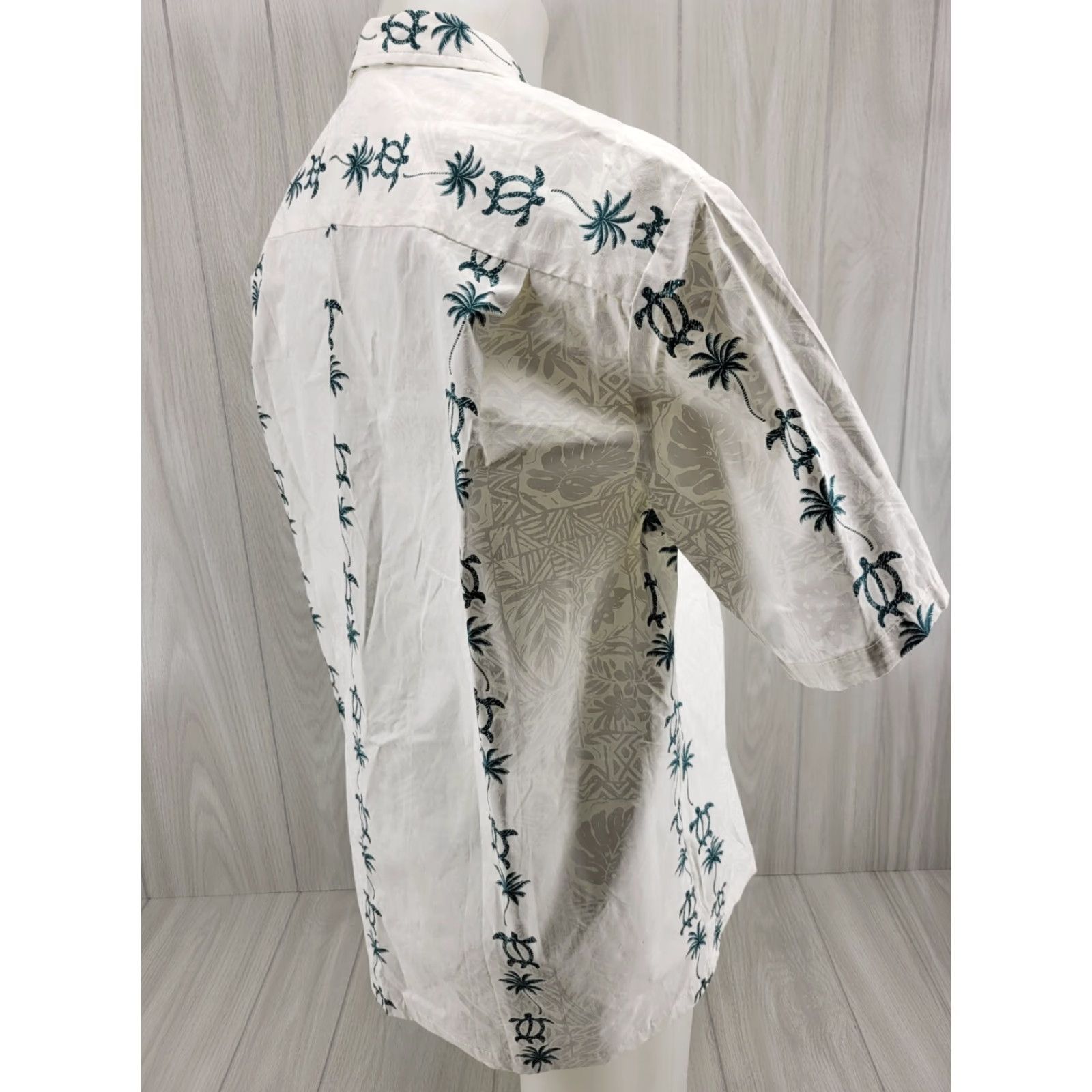Paradise Paradise Bay Hawaiian White Sea Turtles Palm Trees Cotton S/S Shirt XL Men's Vintage Regular Short Sleeve Shirt Size US XL / EU 56 / 4 - 4 Thumbnail