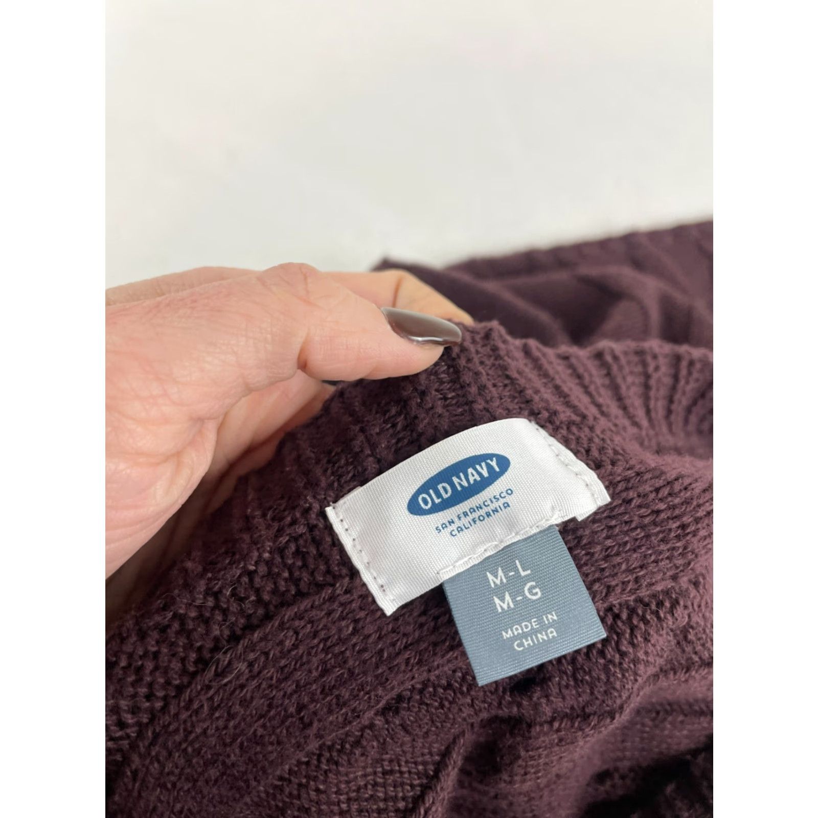 Old Navy Old Navy Sweater Women Pullover Cable-Knit Faux Poncho Dark Purple M-L, Purple, Regular, Knit, Sweater, Pullover, Women, Vintage: No Size M / US 6-8 / IT 42-44 - 6 Thumbnail