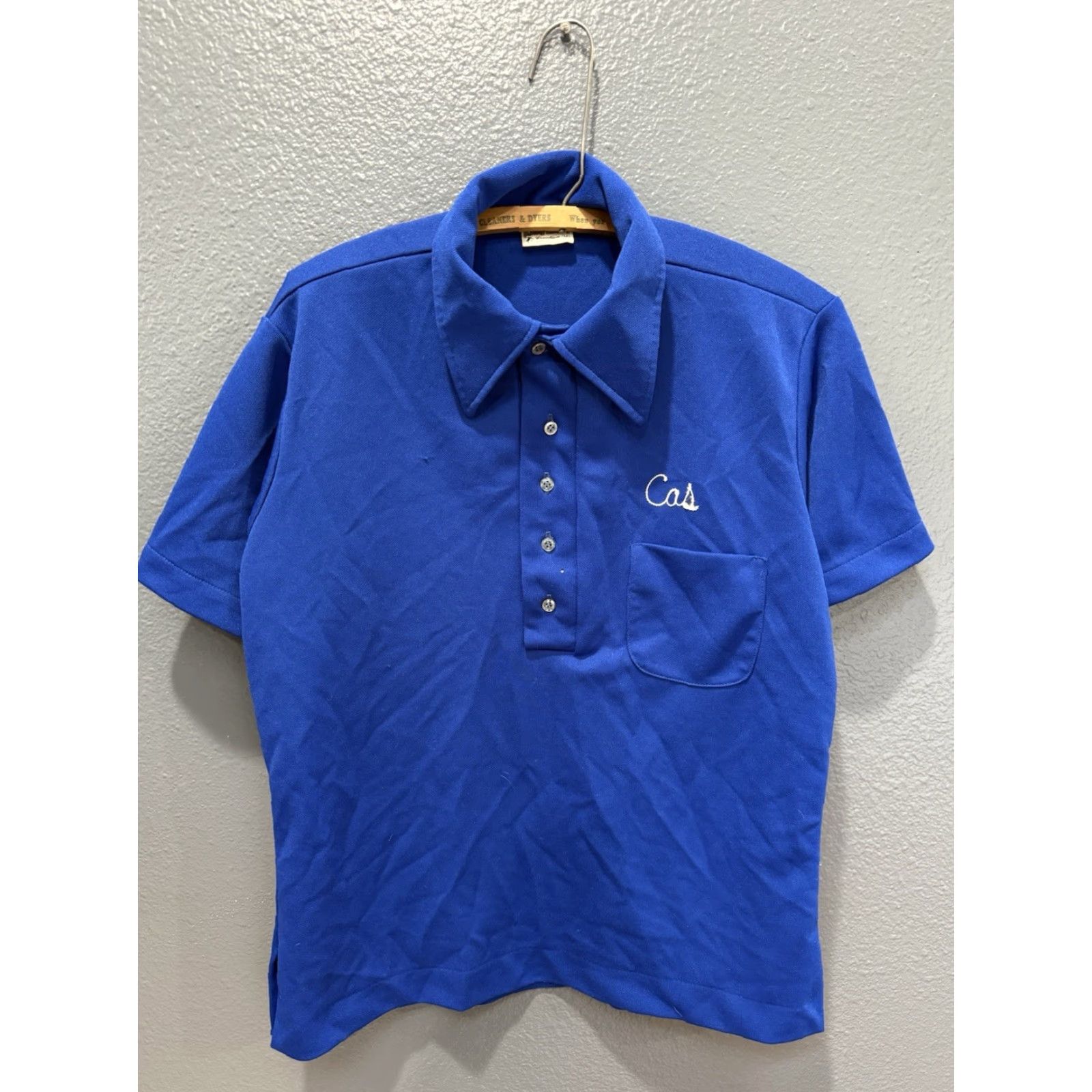 Vintage VINTAGE King Louie Blue Polyester Chain Stitch Button Up Polo Shirt M Blue 1970s Bowling Rockabilly Mens Size US M / EU 48-50 / 2 - 4 Thumbnail