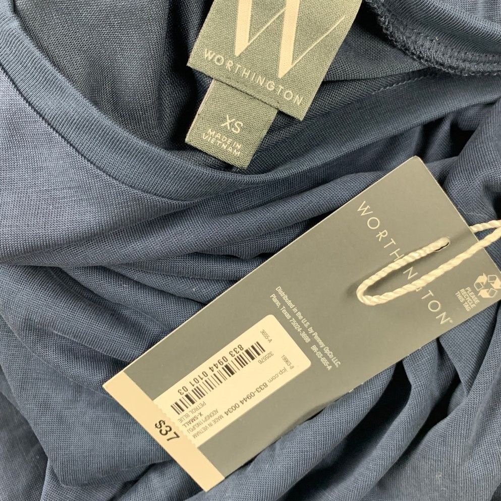 Worthington New Worthington Womens XS Blue Crew Neck Tee Shirt Top Size XS / US 0-2 / IT 36-38 - 5 Thumbnail