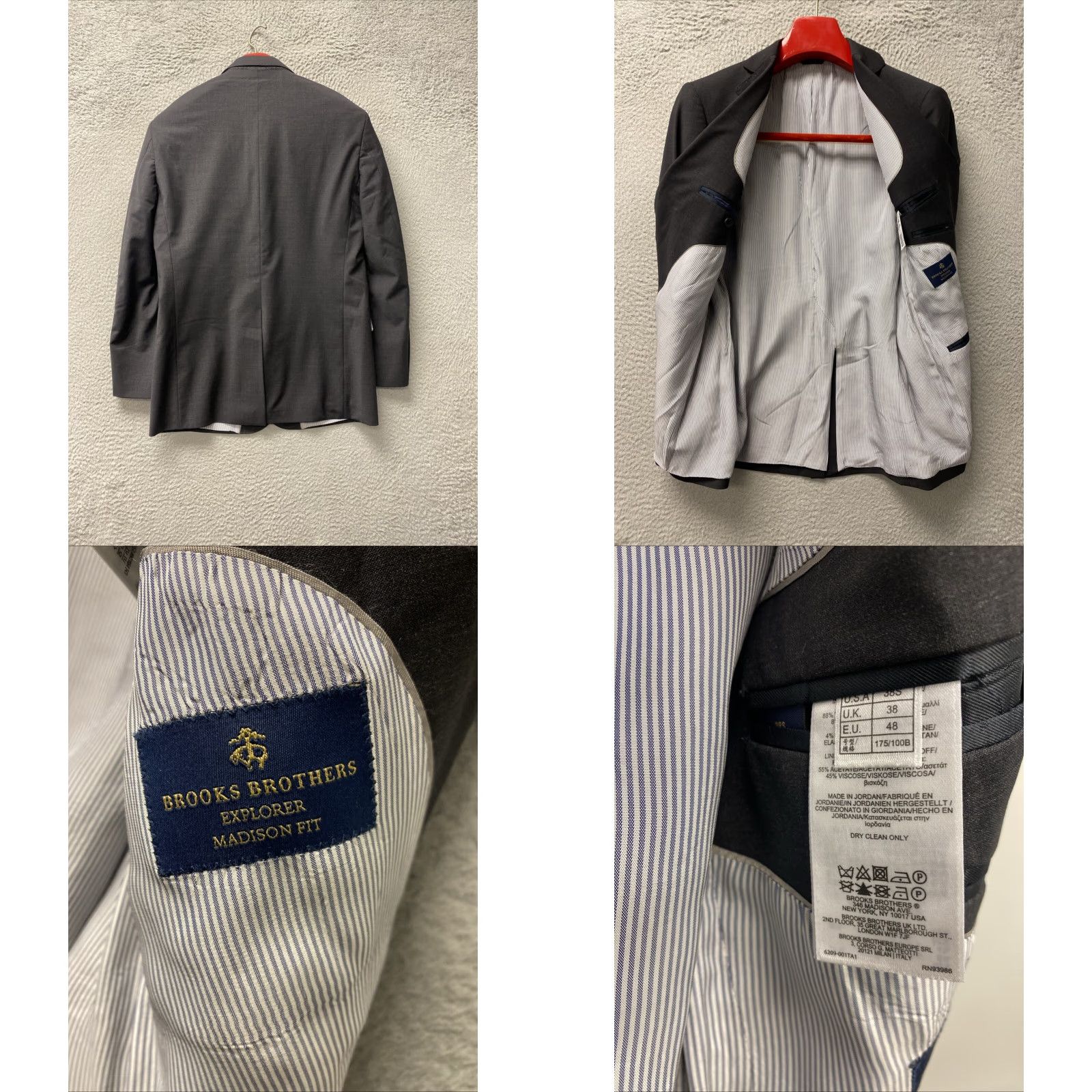 Brooks Brothers Brooks Brothers Madison Fit 38S Wool Dark Gray Euc 122-17 Size 38R - 8 Thumbnail