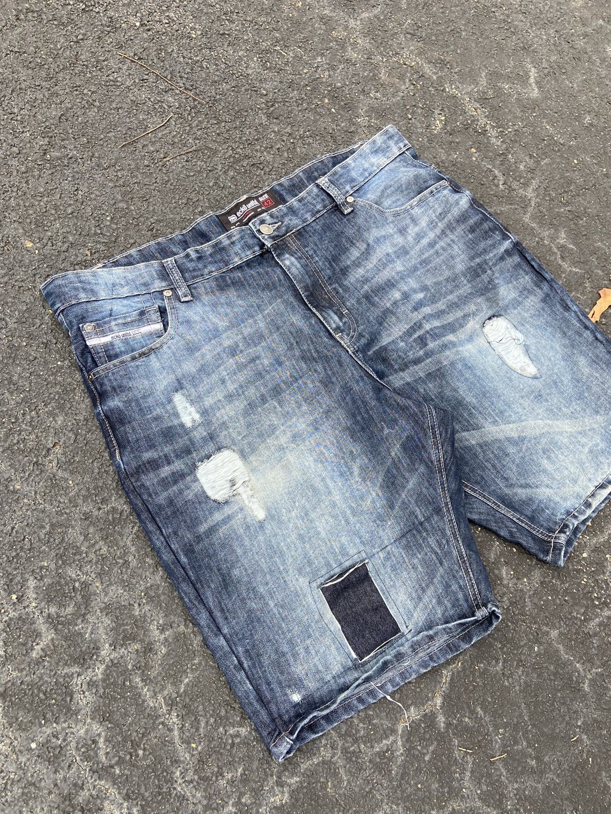 Affliction Crazy Baggy Faded Y2K Opium Style Ecko Southpole Denim Jorts Size US 42 / EU 58 - 2 Thumbnail