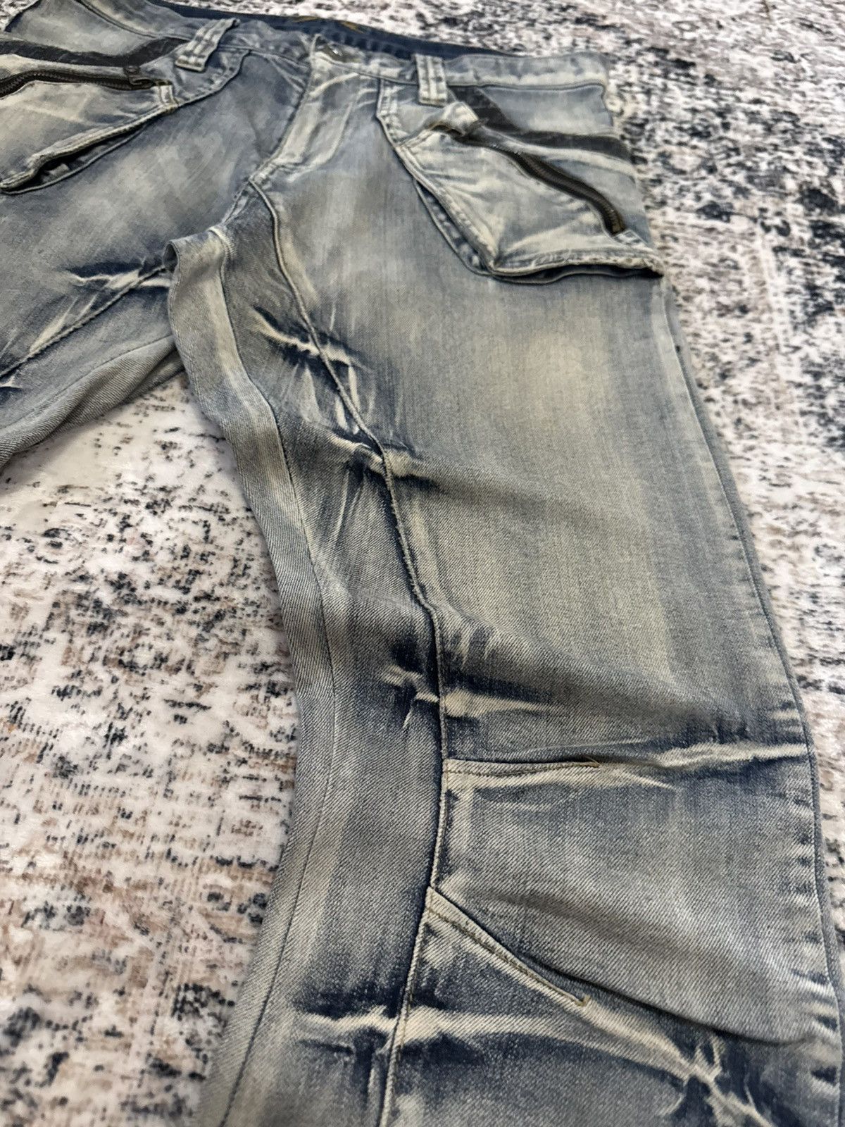 If Six Was Nine 2000s PPFM Japan Panneled Curved Leg Stacked Jeans Size US 33 - 10 Thumbnail