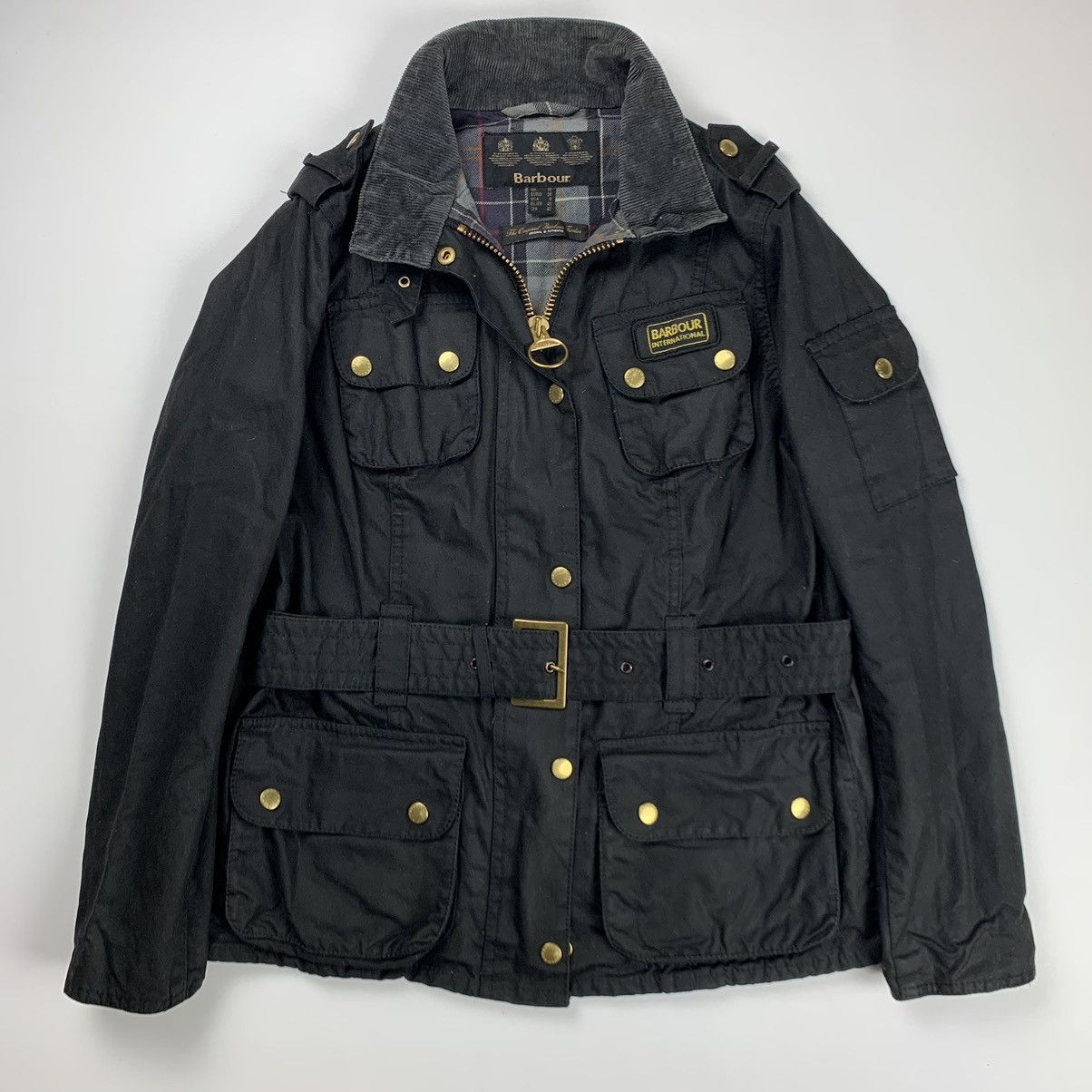 image of Barbour International Wax Jacket Wmns in Black, Women's (Size Medium)