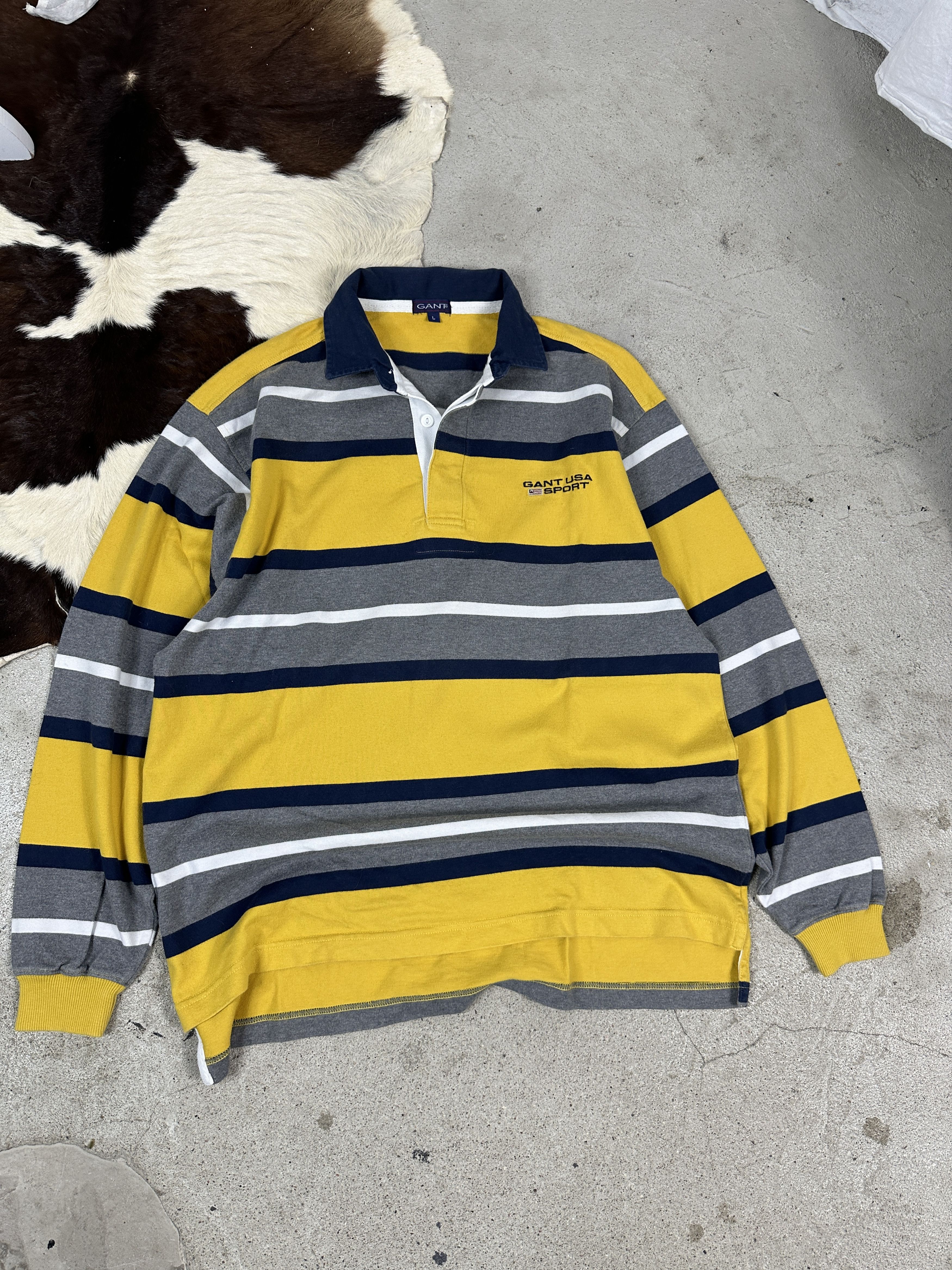 Gant × Vintage Vintage Striped Oversize Streetwear Rugby GANT Sweatshirt Size US L / EU 52-54 / 3 - 1 Thumbnail