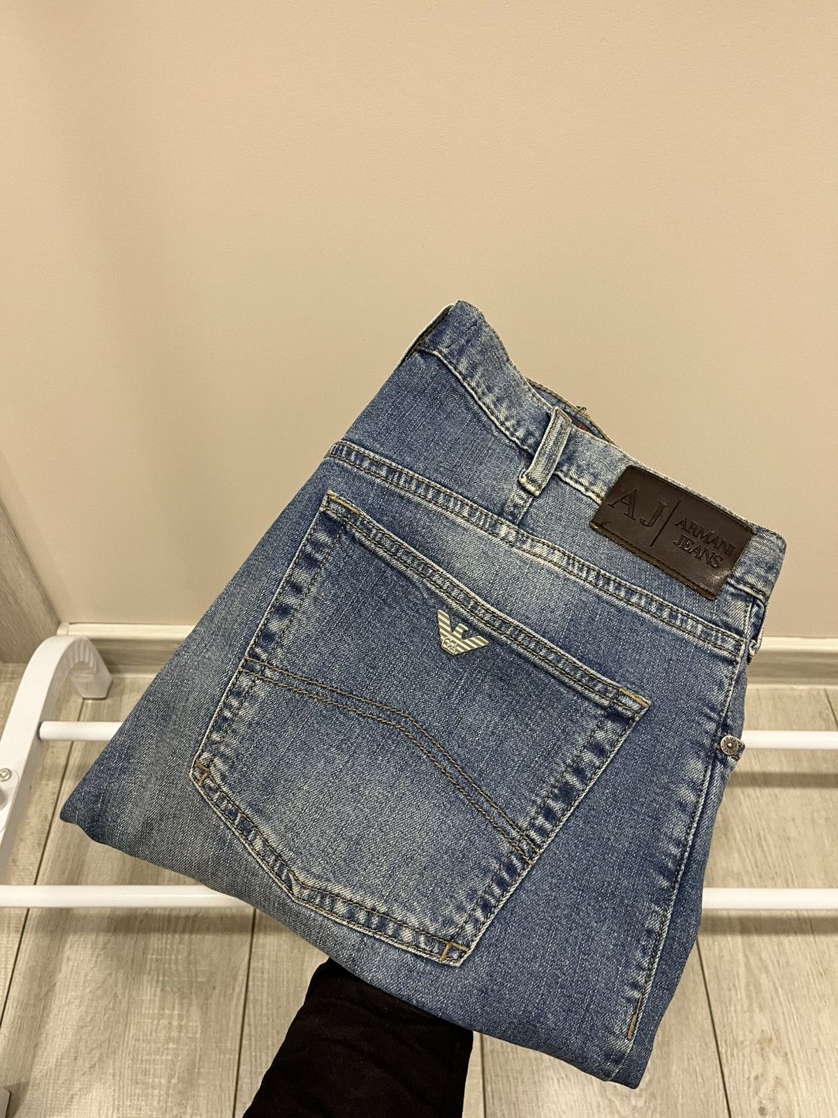 Armani Vintage ARMANI JEANS Wide Leg Baggy Distressed Washed Pants Size US 33 - 1 Thumbnail