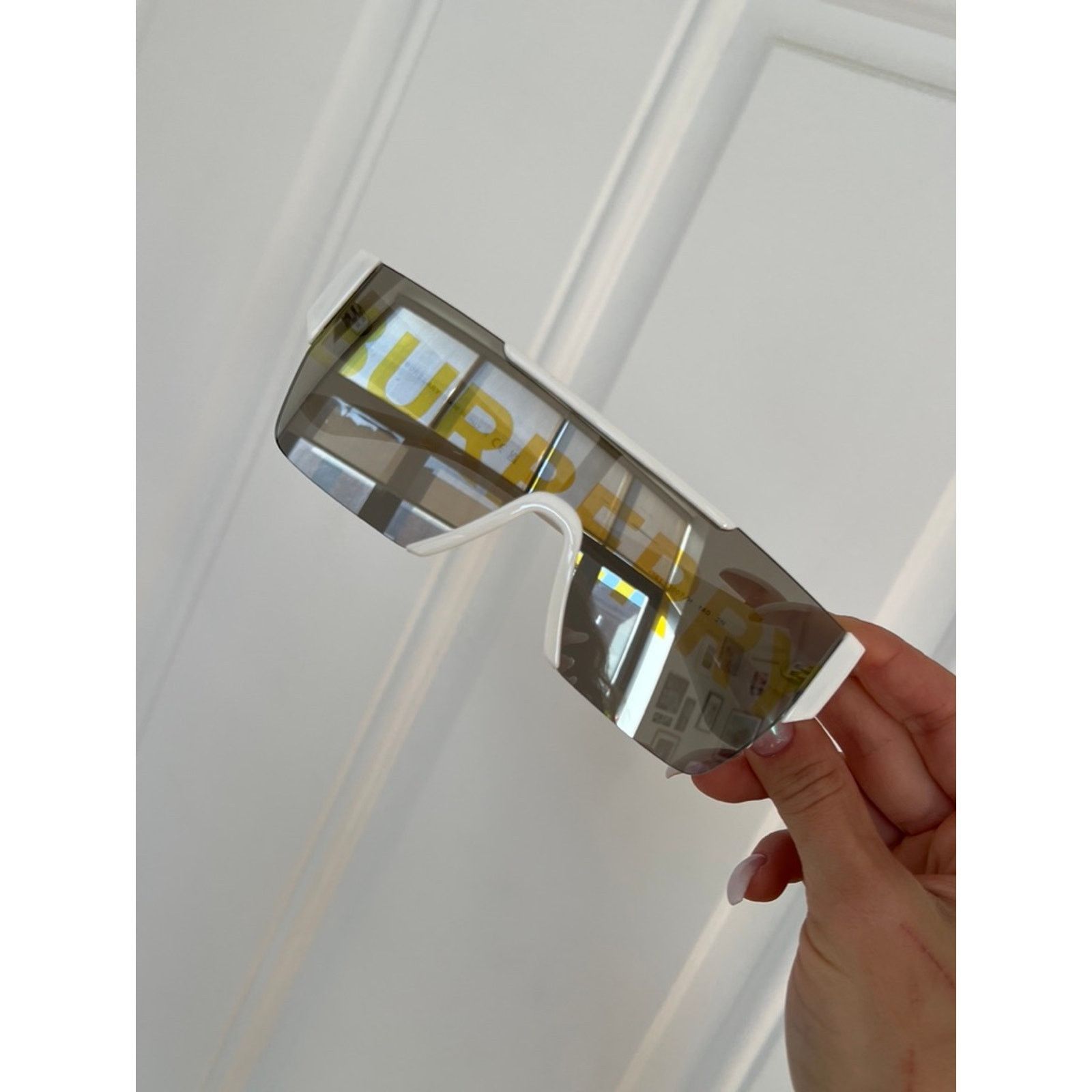 Burberry NEW Burberry BE4291 LOGO Shield Sunglasses in Mirror Lens Size ONE SIZE - 3 Thumbnail