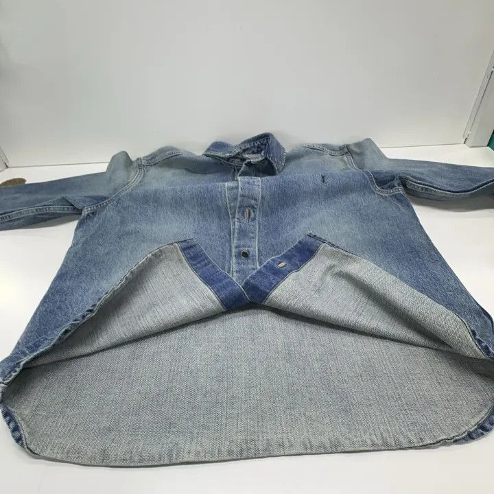 Saint Laurent Paris Saint Laurent Blue Denim Long Sleeve Shirt-2507 Size US XL / EU 56 / 4 - 2 Thumbnail