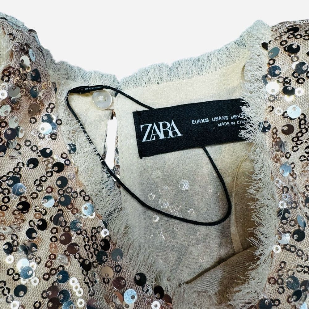 Zara New Zara Sequin Sleeveless Beige Top Size XS Size XS / US 0-2 / IT 36-38 - 6 Thumbnail