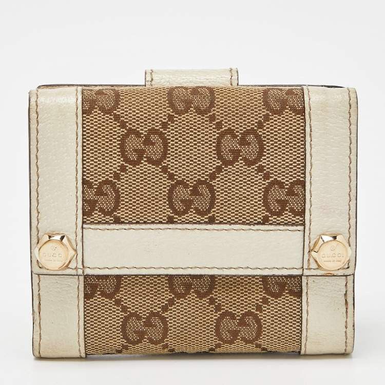 Gucci Gucci Beige/Off White GG Canvas and Leather Compact Wallet Size ONE SIZE - 2 Thumbnail