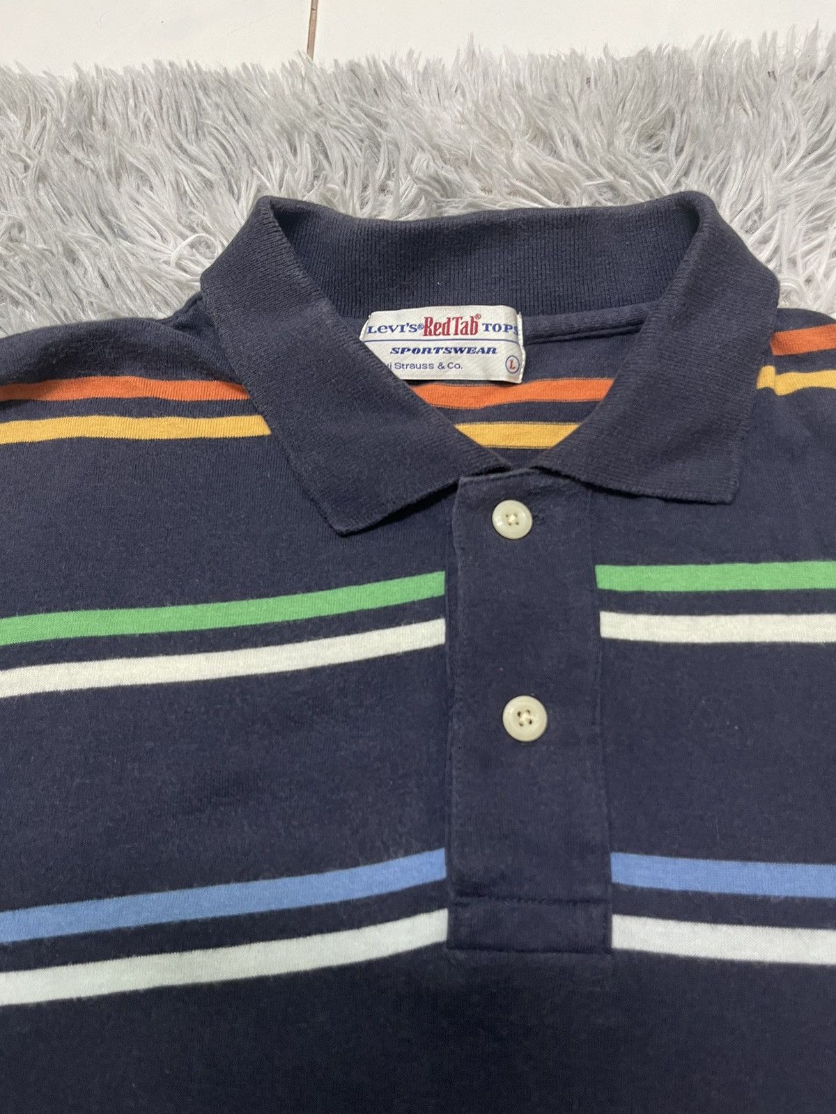 Japanese Brand × Levi's Vintage Clothing × Vintage 90s LEVIS STRIPES POLO SHIRT RARE DESIGN Size US M / EU 48-50 / 2 - 8 Thumbnail