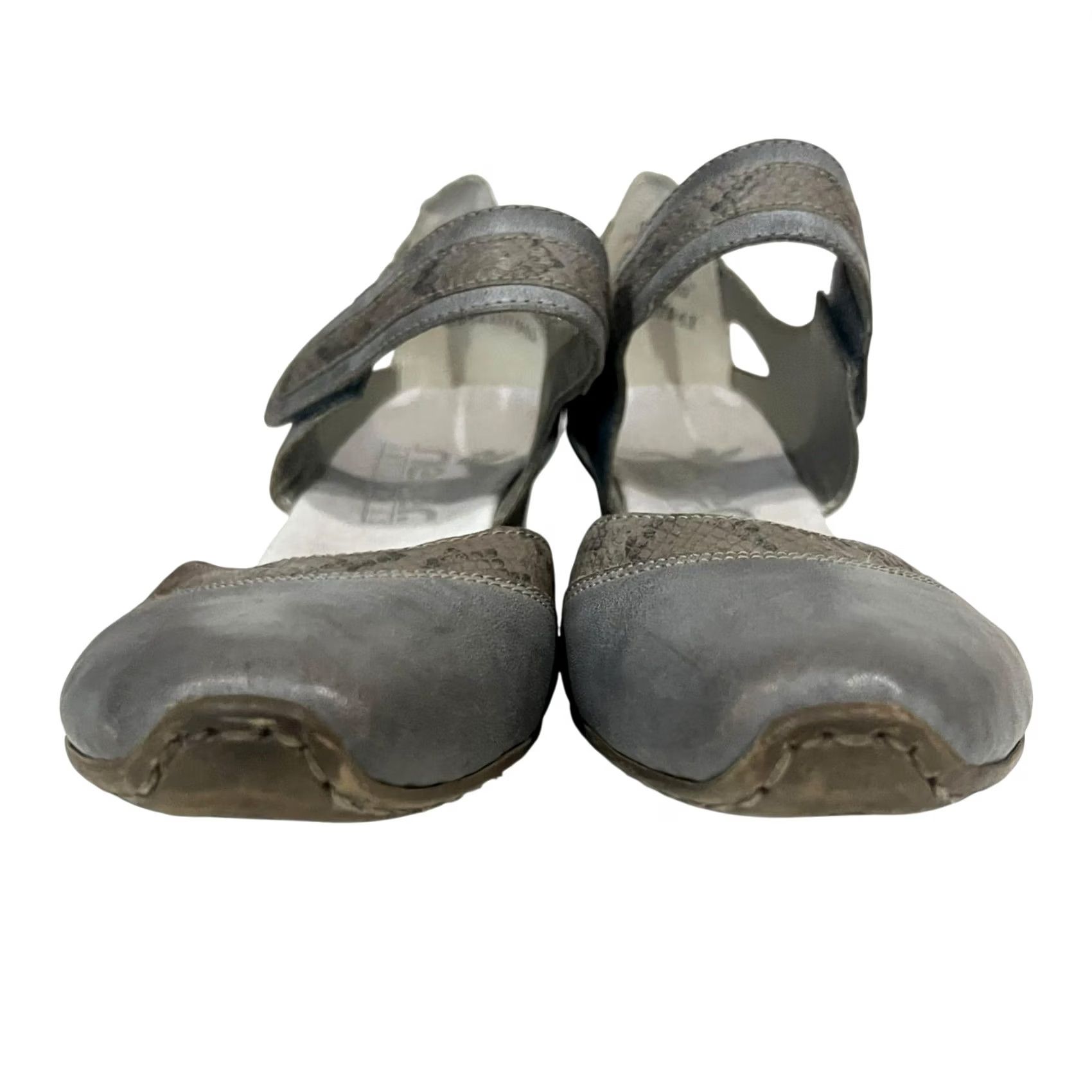 Rieker Rieker Mirjam 80 Gray/Snake Combo AntiStress Mary Jane Heeled Sandal Sandals Leather Hook & Loop 39 EU 8 US Womens Size US 8 / IT 38 - 6 Thumbnail