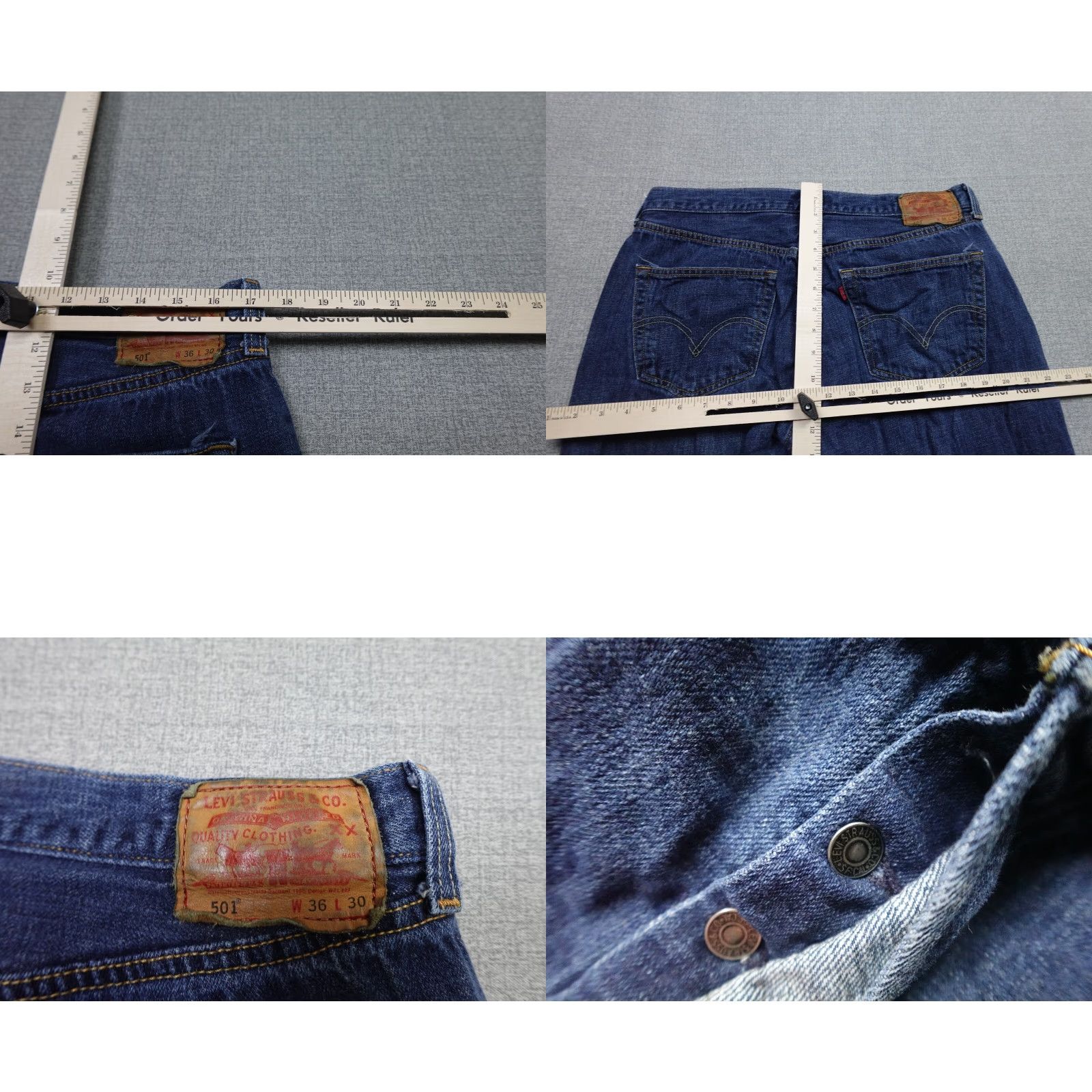 Levi's Levi's 501 Jeans Mens 36x30 Blue Regular Fit Button Fly Relaxed Western USA Dark Jeans Size US 36 / EU 52 - 8 Thumbnail