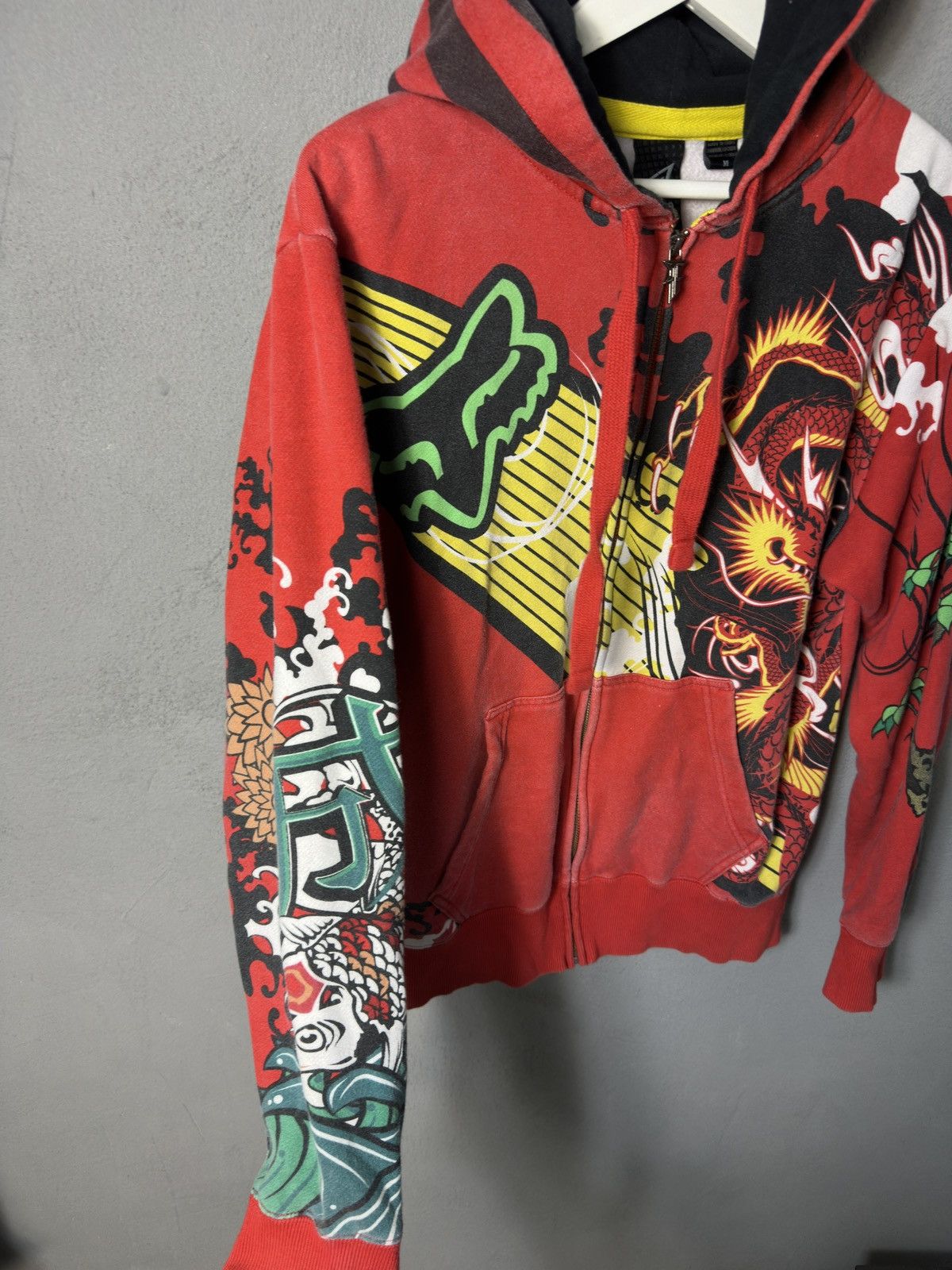 Fox Racing 🔥Vintage Fox Racing Dragon Print Ed Hardy Style Hoodie Japan Size US M / EU 48-50 / 2 - 5 Thumbnail