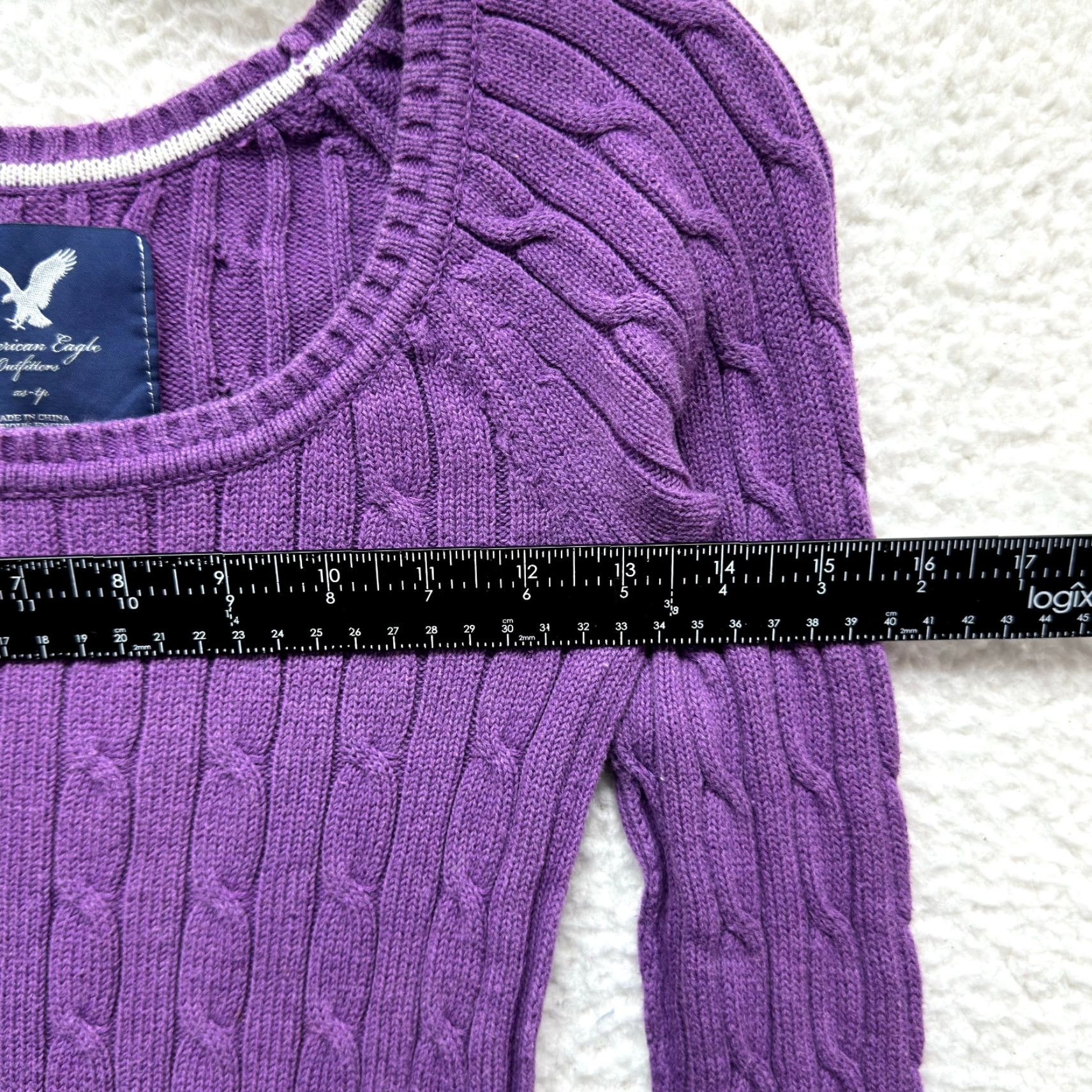 Vintage VINTAGE American Eagle Sweater XS Purple Cable Knit Grunge 2000s Y2K Bella Swan Fairy Womens XS Size XS / US 0-2 / IT 36-38 - 5 Thumbnail