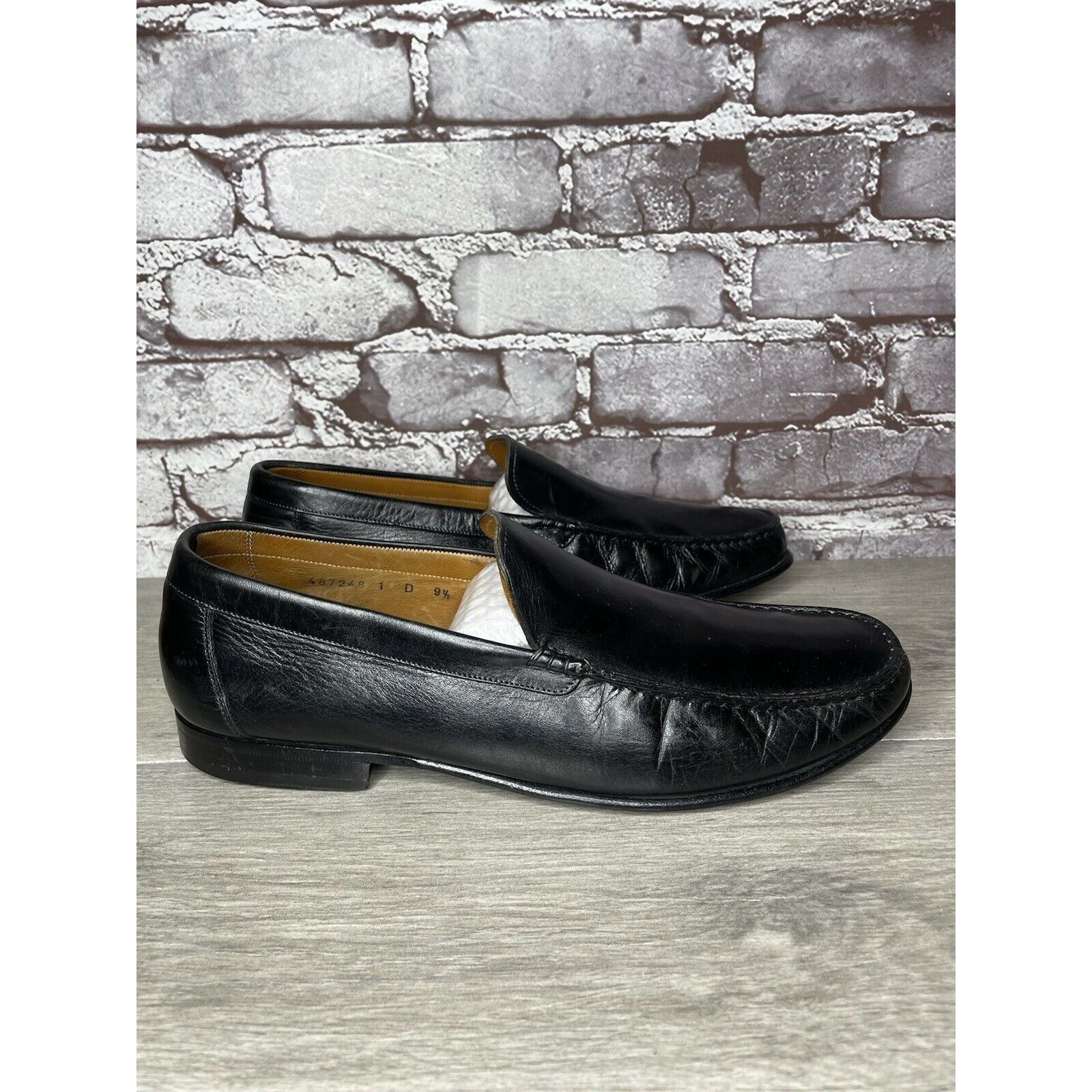 Santoni Santoni Black Leather Moc Toe Slip On Dress Loafers Shoes Me Size US 9.5 / EU 42-43 - 3 Thumbnail