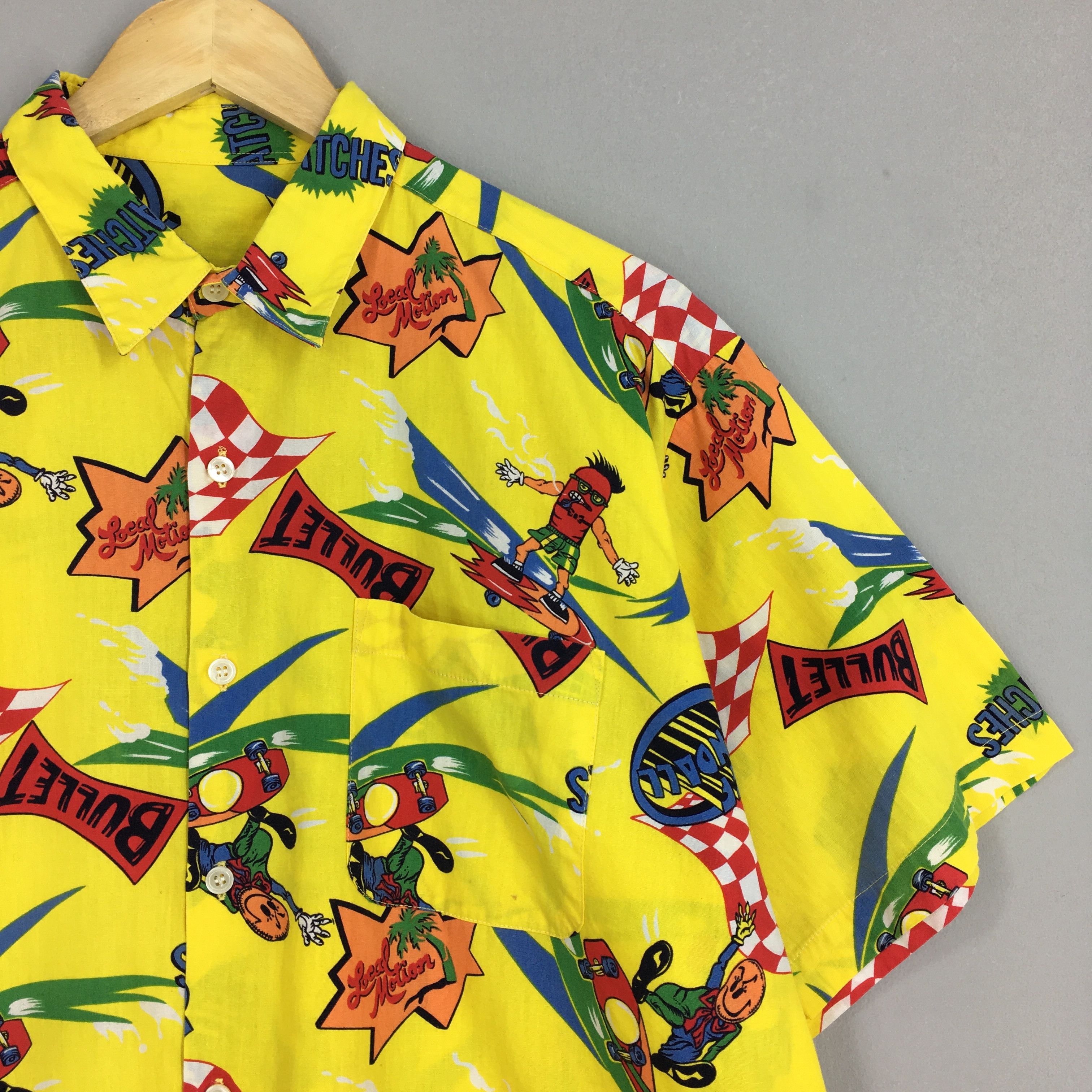 Santa Cruz Skateboards Vintage 80's Jeff Kendall Bullet Skateboarding Aloha Shirt Size US XL / EU 56 / 4 - 2 Thumbnail