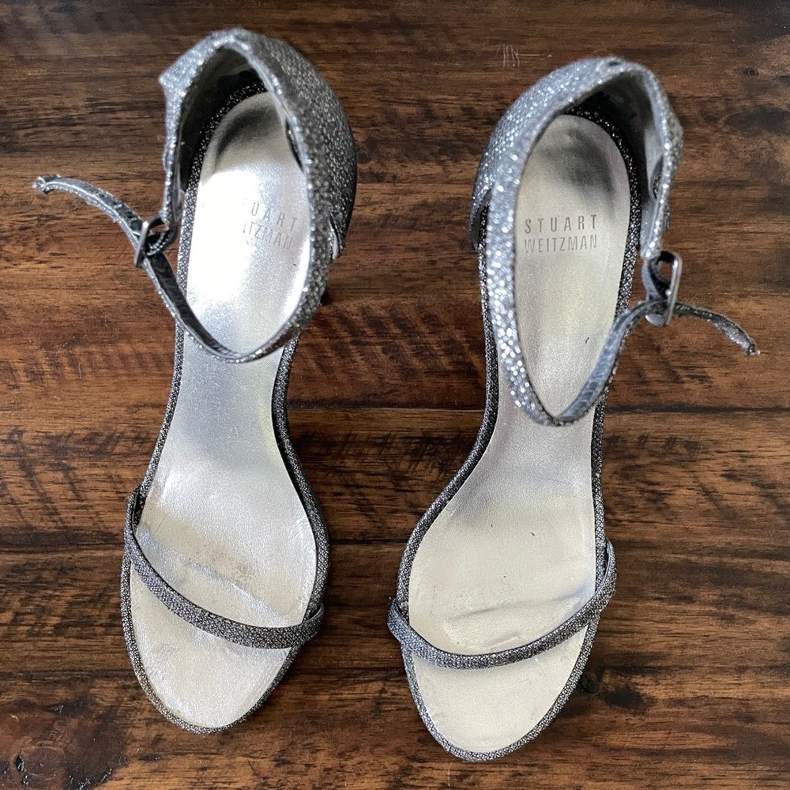 Stuart Weitzman stuart weitzman nudist gray silver sparkly metallic heel Size US 10 / IT 40 - 5 Thumbnail
