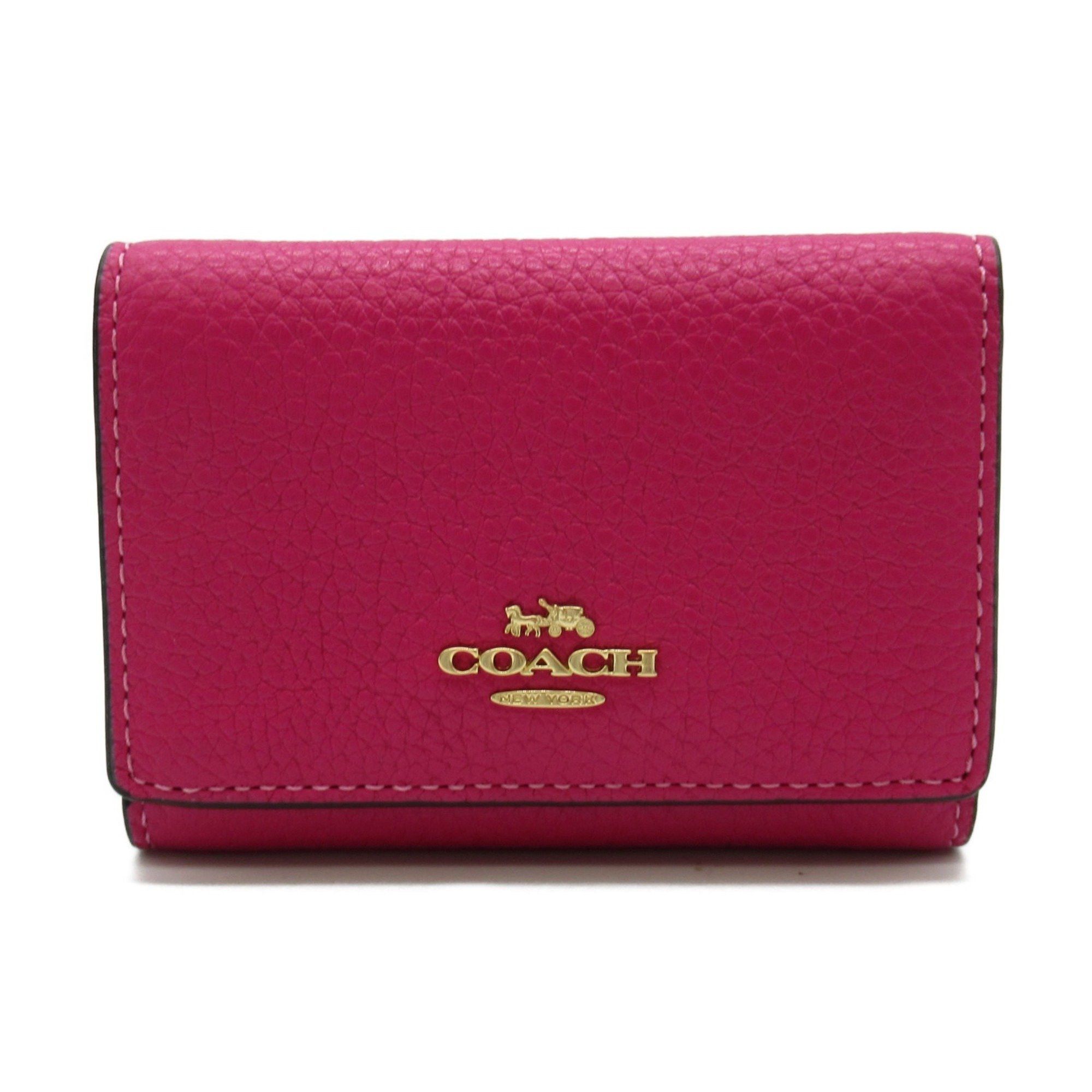 image of Coach Tri-Fold Wallet Pink Leather Cm238Imajn, Women's