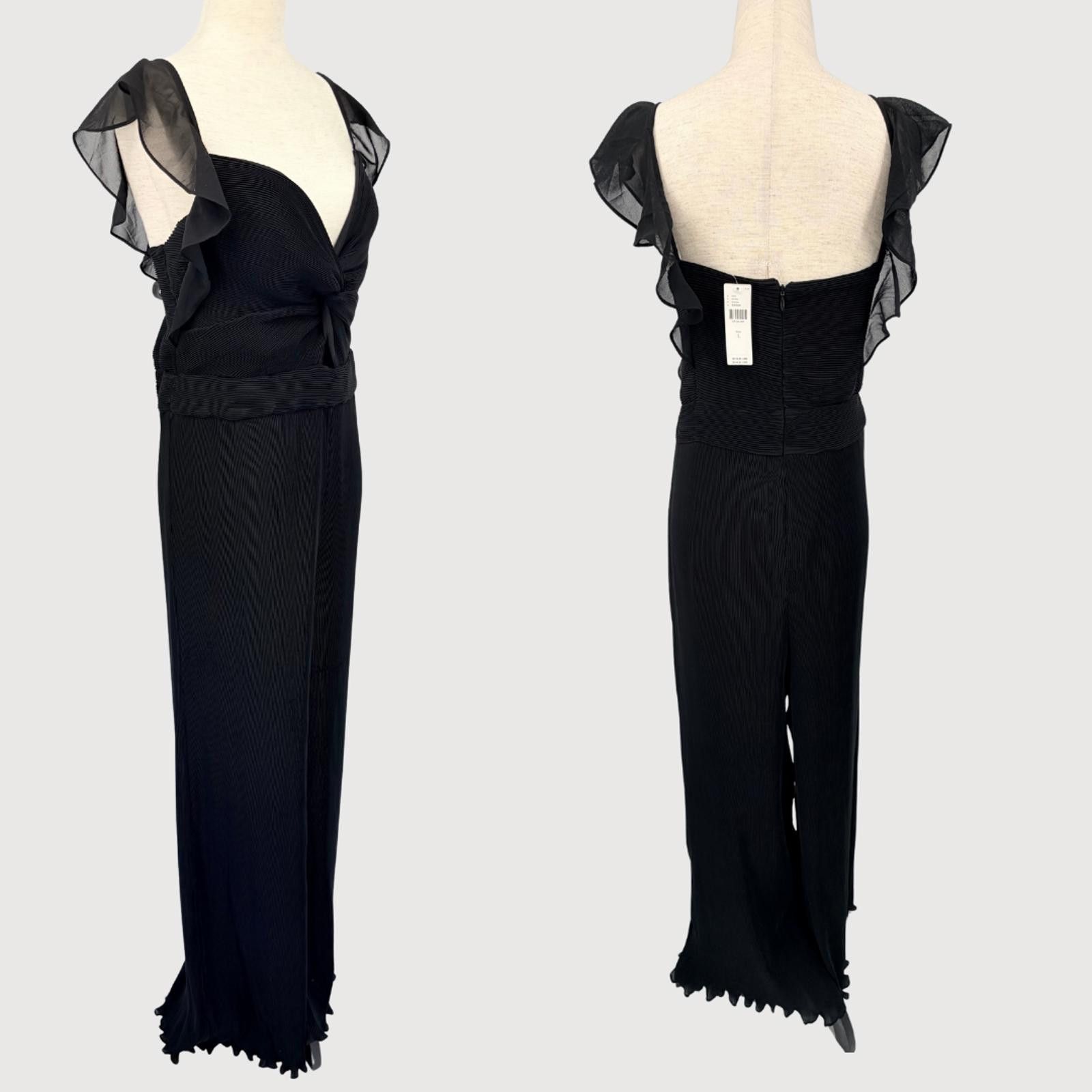 Other Revolve ASTR Haydee Plisse Jumpsuit Black Wide Leg NWT L Size 36" / US 14 / IT 50 - 3 Thumbnail