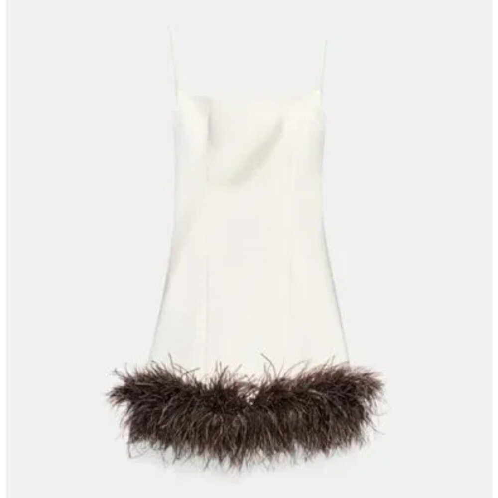 ZARA FEATHER SATIN EFFECT DRESS