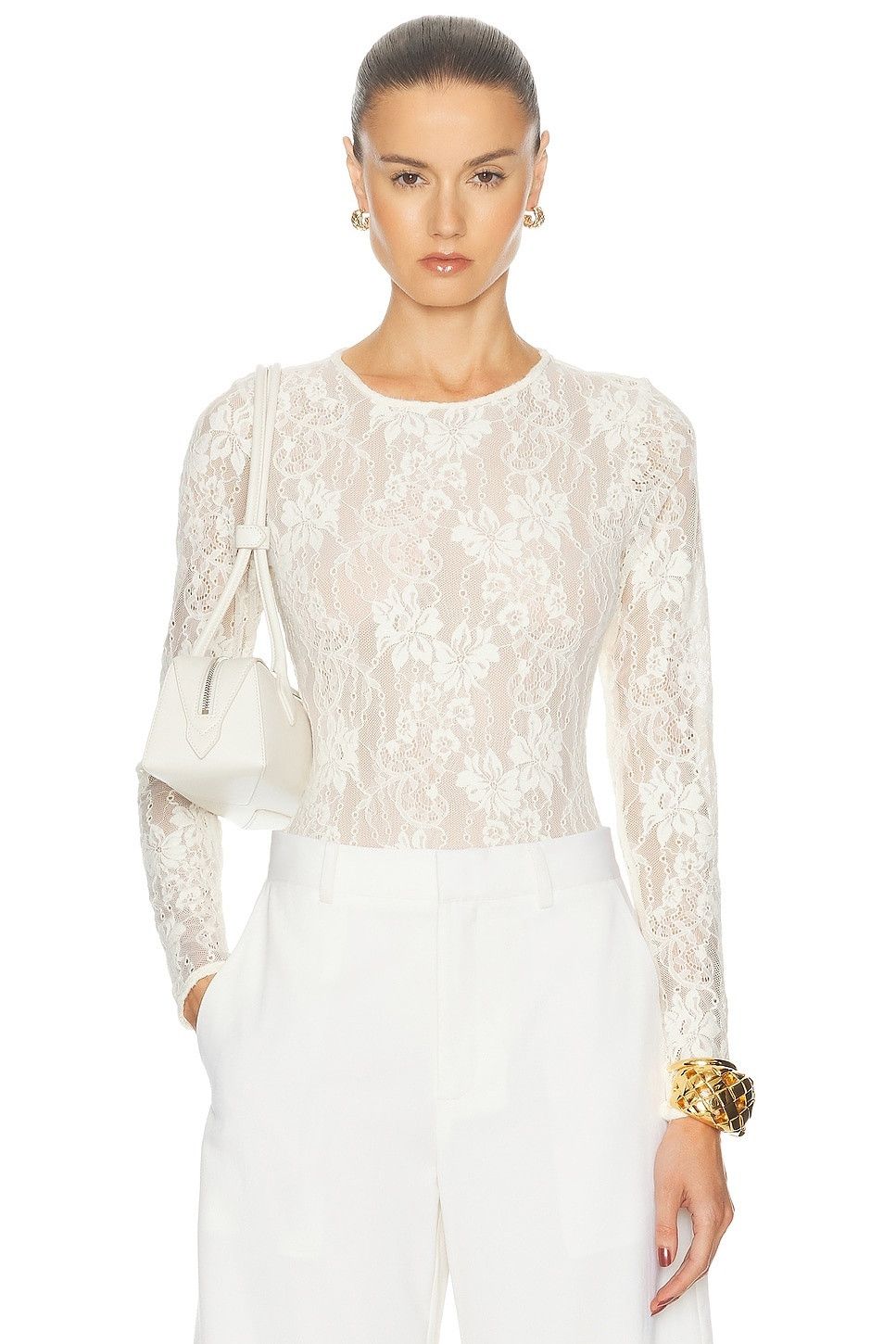 Zimmermann oc11z0825 Lace Bodysuit in Cream Size S / US 4 / IT 40 - 2 Thumbnail