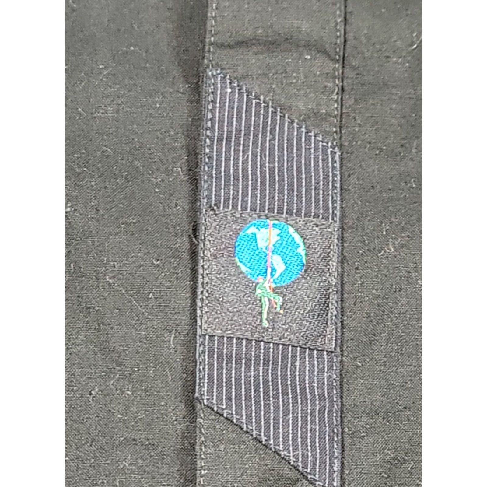 Vintage VINTAGE Weekends Shirt Men L Black Cotton Canvas Button-Up Embroidered Logo 90s Earth Day Military Casual Modern Fit Size US 33 - 7 Thumbnail