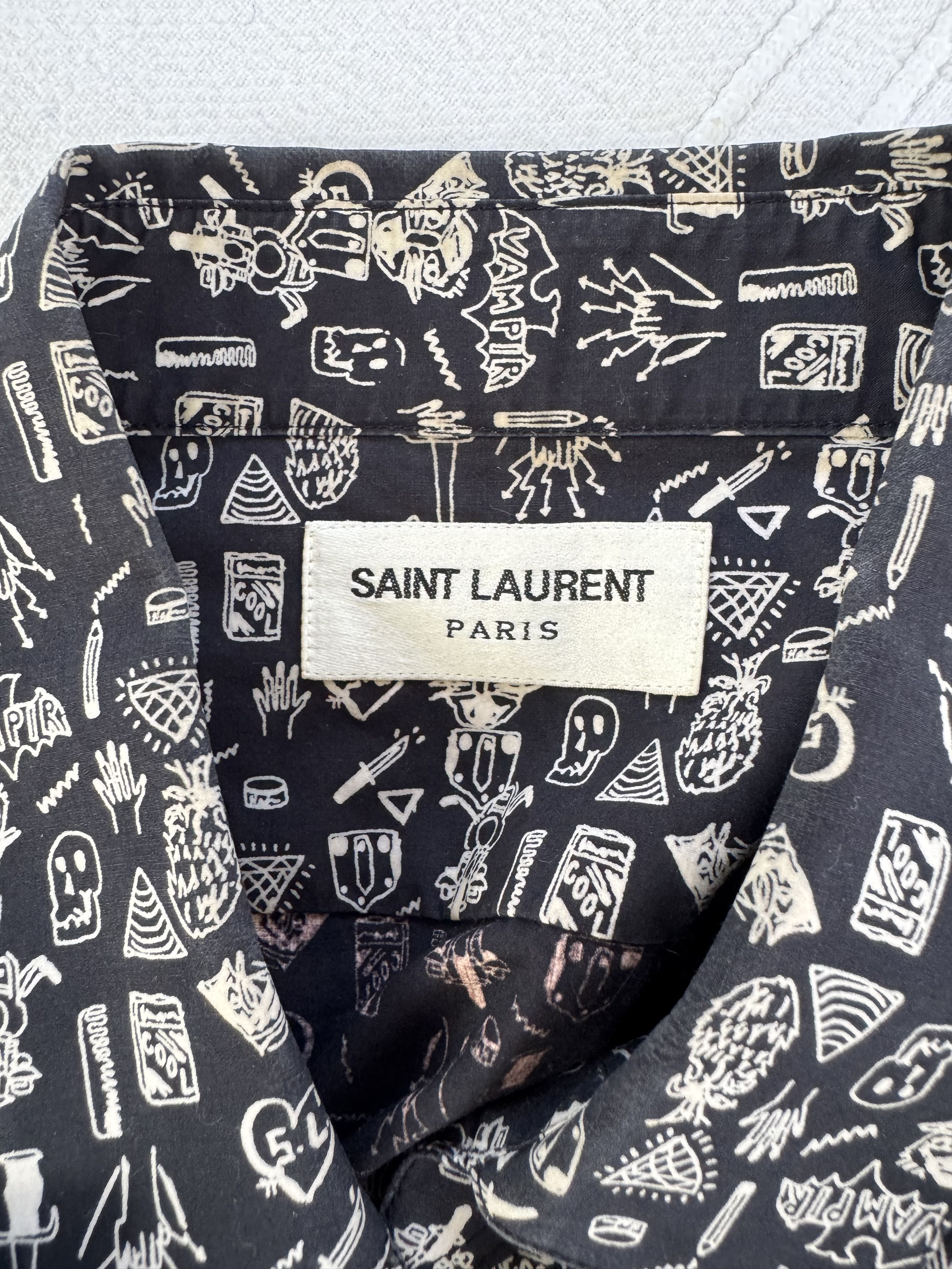Saint Laurent Paris Saint Laurent Cotton Graffiti Shirt Size US M / EU 48-50 / 2 - 4 Thumbnail