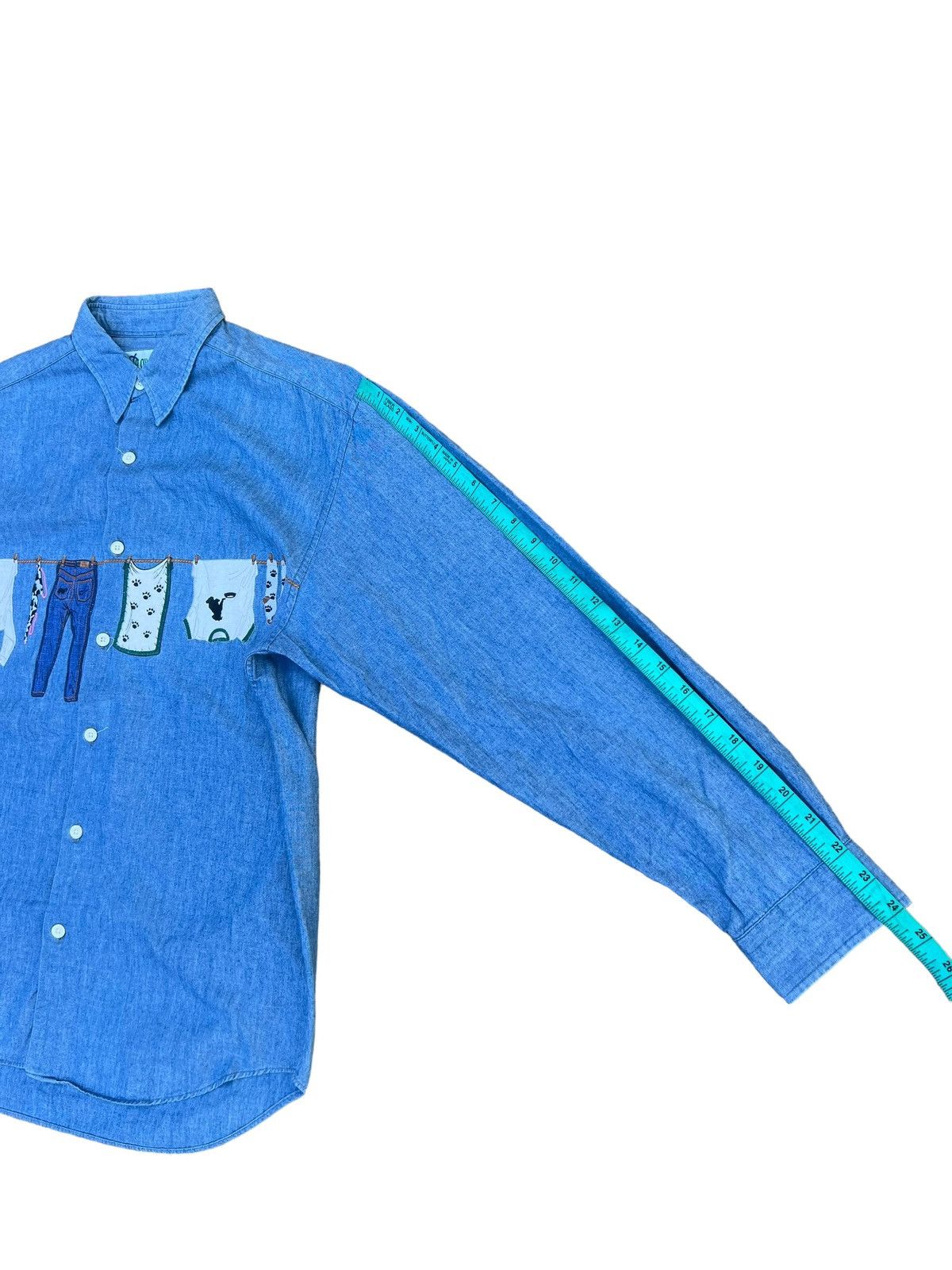 Vintage Vintage 90s Mise Au Green Drying Laundry Chambray Shirt Size US L / EU 52-54 / 3 - 4 Thumbnail