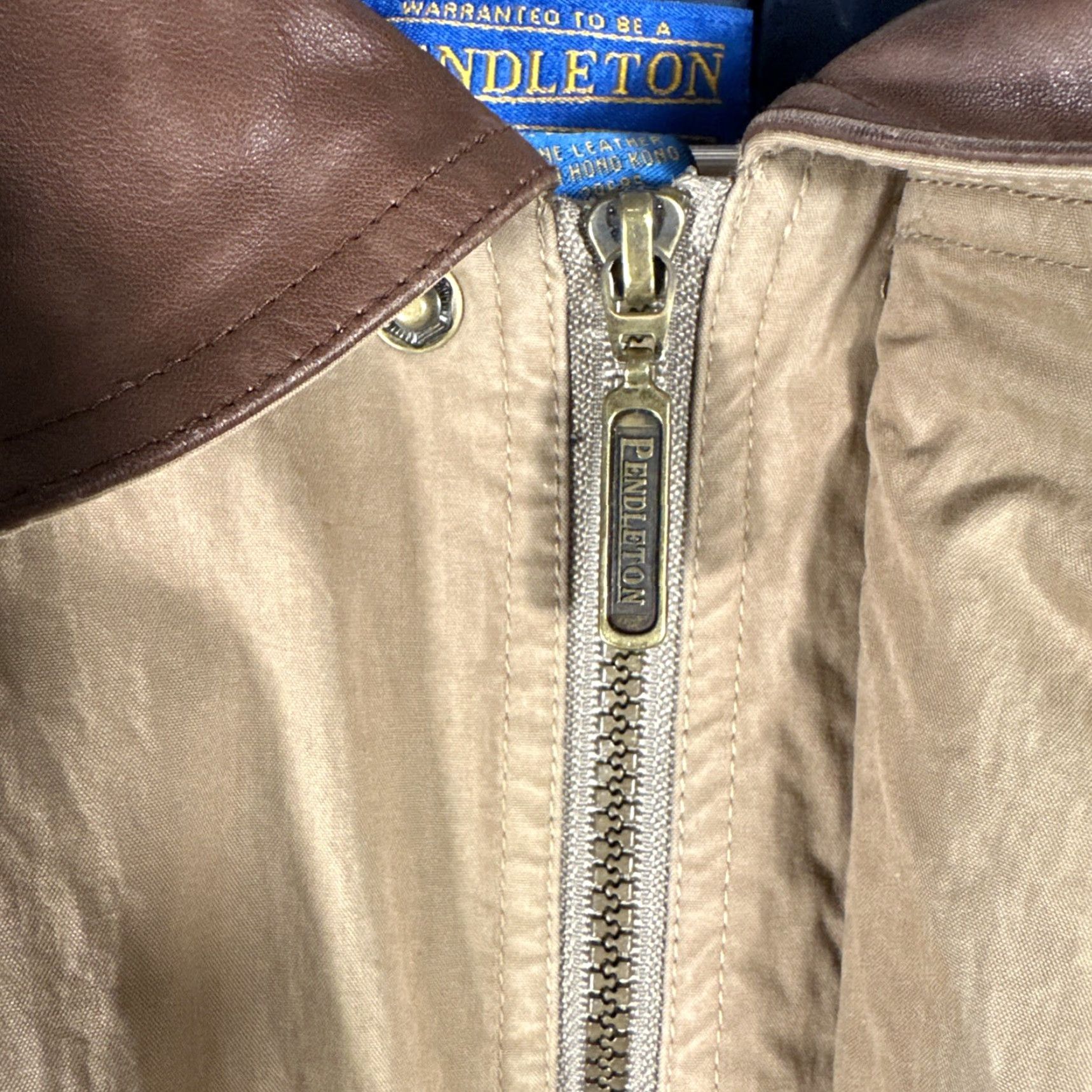 Pendleton Pendleton Bomber Jacket Field Mens Large Brown Leather Collar Full Zip Size US L / EU 52-54 / 3 - 5 Thumbnail
