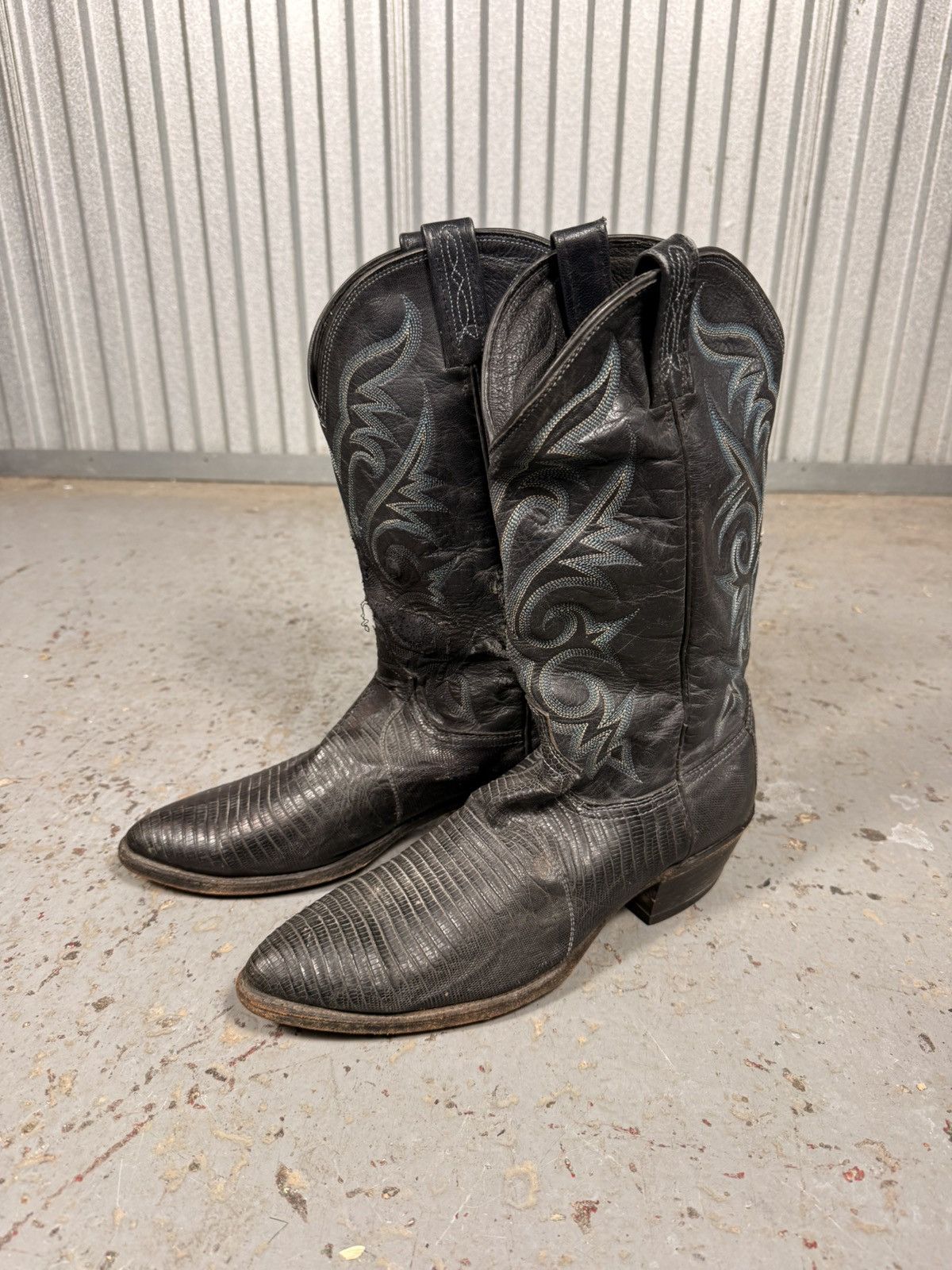 Dan Post 80s Vintage Dan Post Black Teju Lizard Skin Boots Size US 10 / EU 43 - 9 Thumbnail