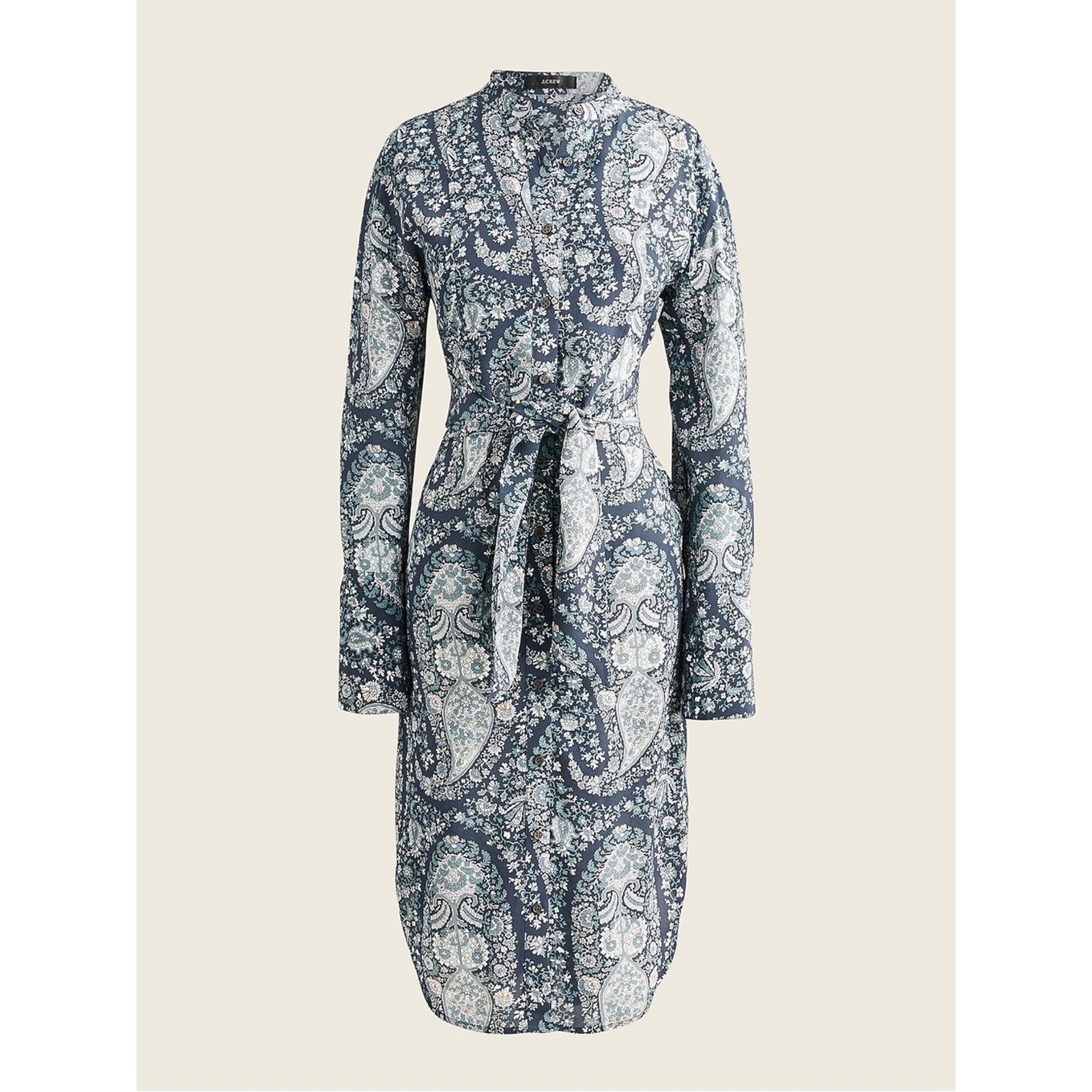 J.Crew JCrew $228 Tie-front Silk Shirt-Dress Blue Paisley 12 NWOT Size XL / US 12-14 / IT 48-50 - 1 Thumbnail