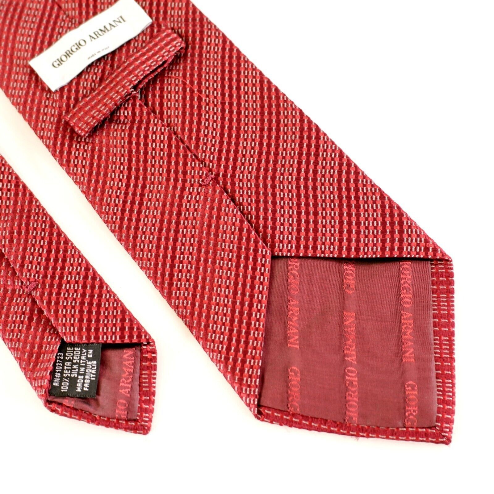 Giorgio Armani Giorgio Armani Red Chains Striped Woven Wide Silk Tie Size ONE SIZE - 5 Thumbnail