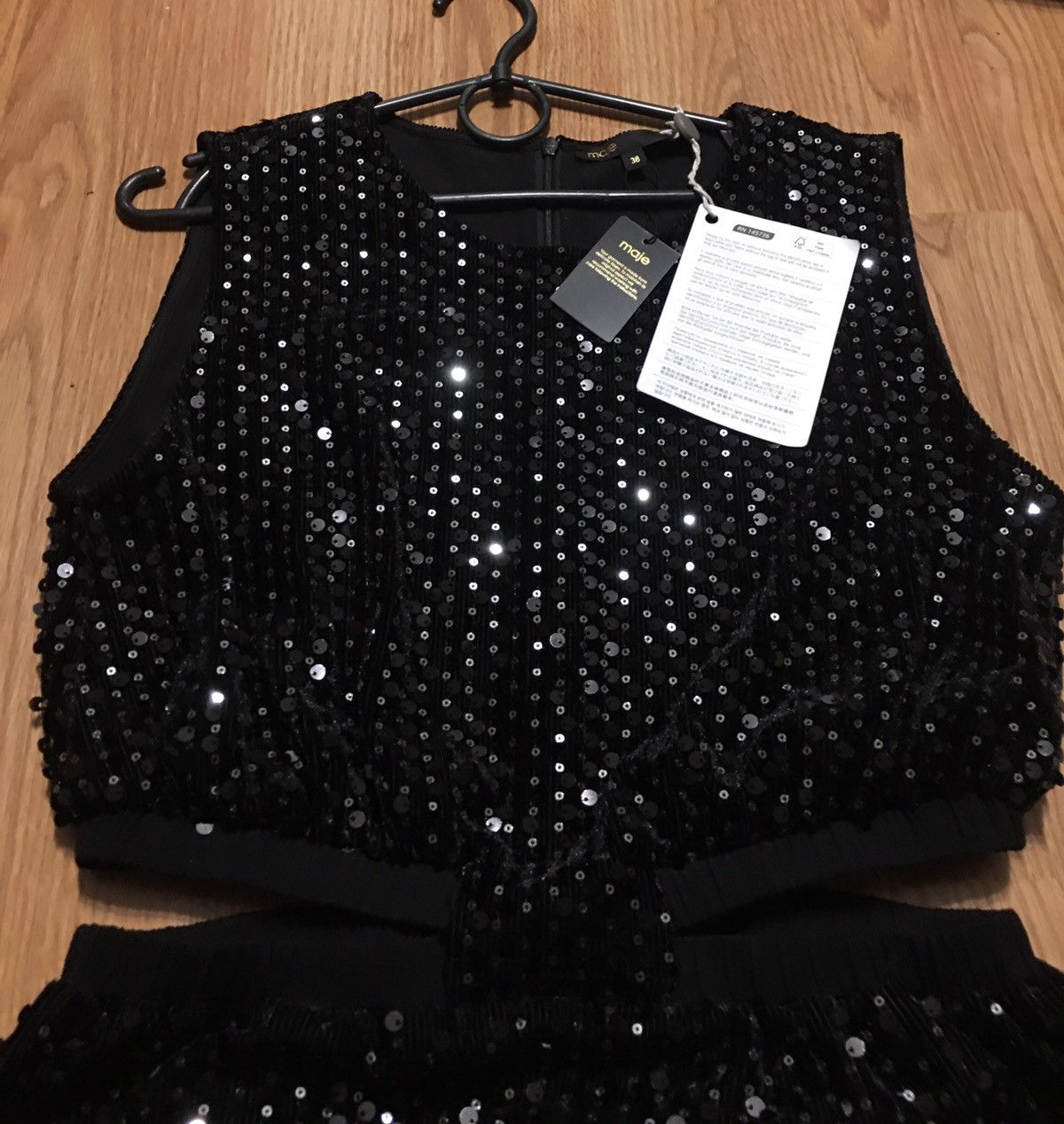 Maje MAJE NWT Black Sequin Velvet Short Dress Size EU 38 Size S / US 4 / IT 40 - 8 Thumbnail
