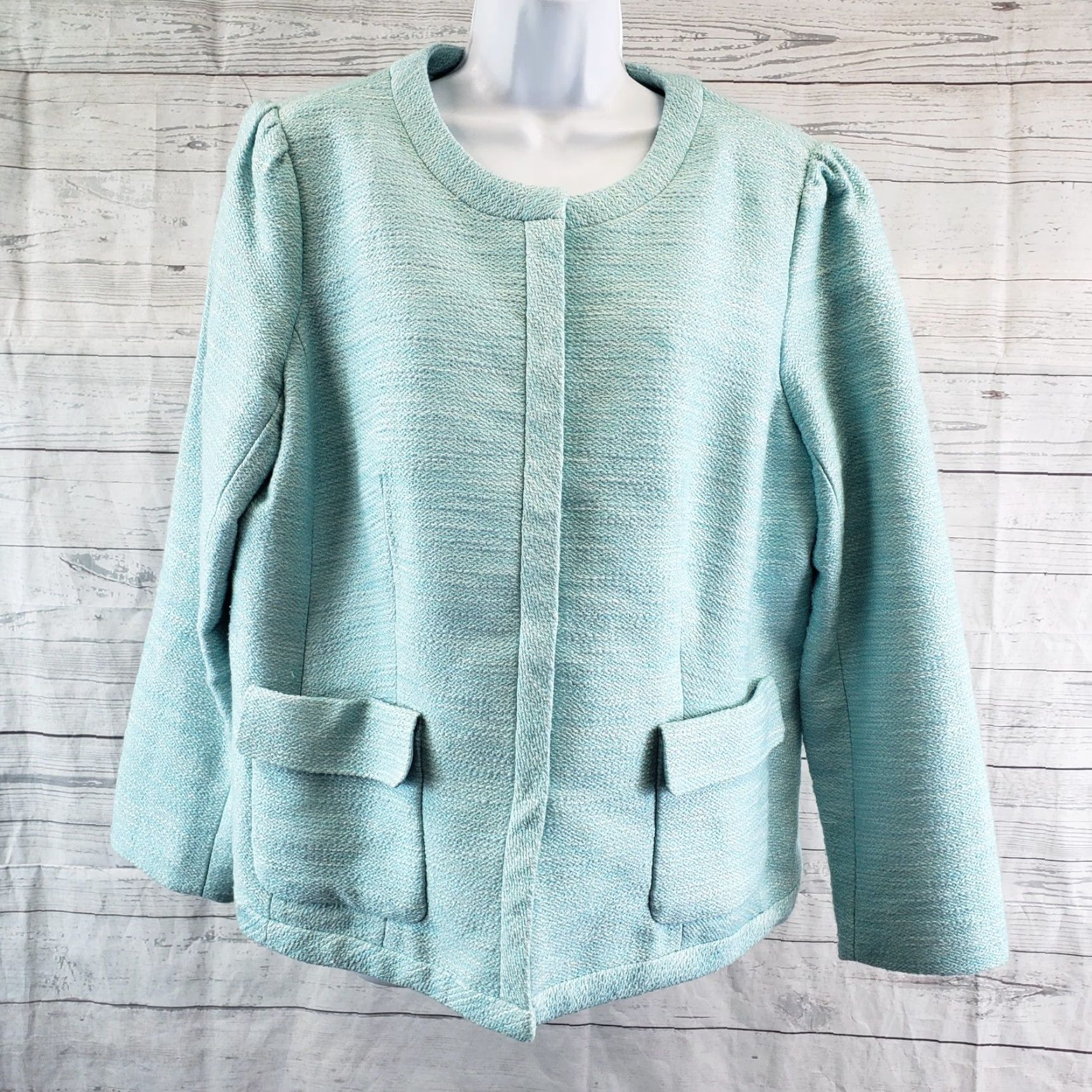 Talbots Talbots Womens Jacket 14W Blue Snap Buttons Pockets Long Sleeve Cotton Blend Jacket Womens 14W Blue Snap Buttons Pockets Size XL / US 12-14 / IT 48-50 - 2 Thumbnail