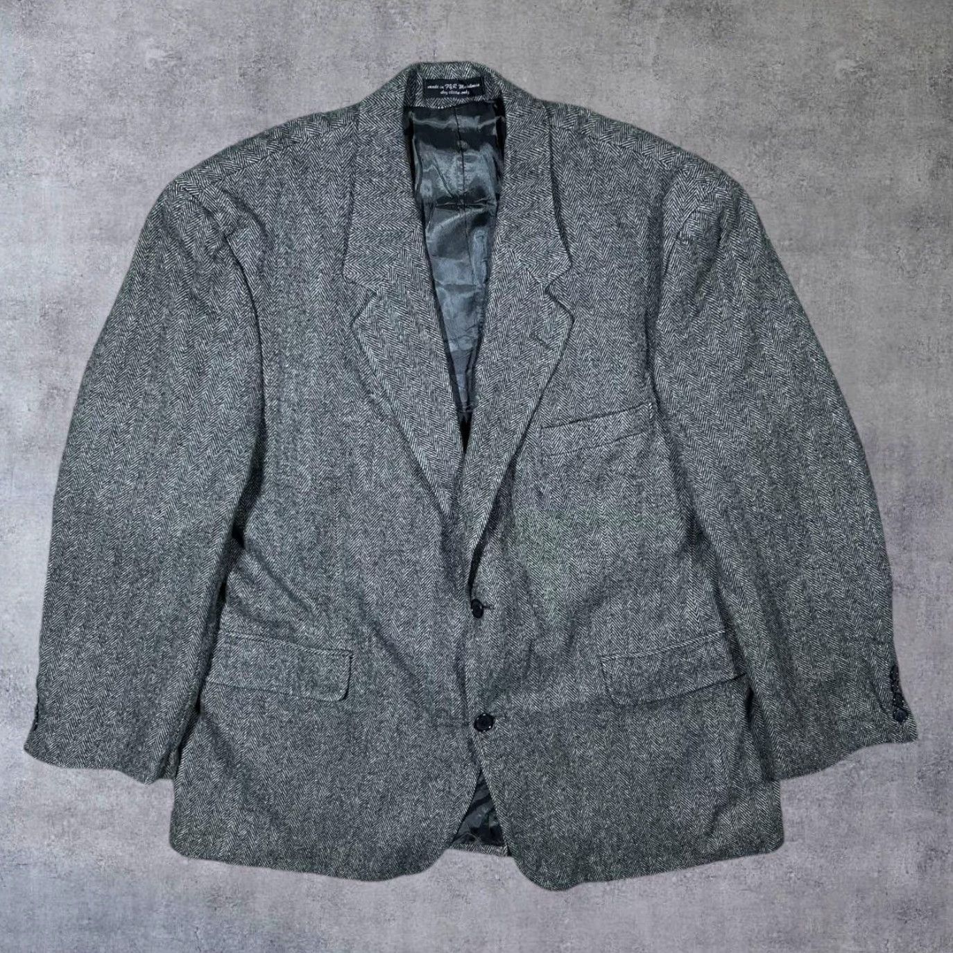 Camel Vintage Gianfranco Ruffini Grey Herringbone Tweed Camel Hair Blend Blazer S-44 Mens Blazer Size 42R - 2 Thumbnail