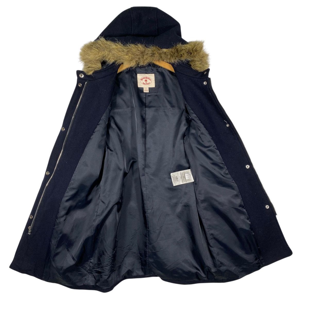 Brooks Brothers Brooks Brothers Red Fleece Wool Coat, Navy Blue Faux Fur Size XS / US 0-2 / IT 36-38 - 7 Thumbnail